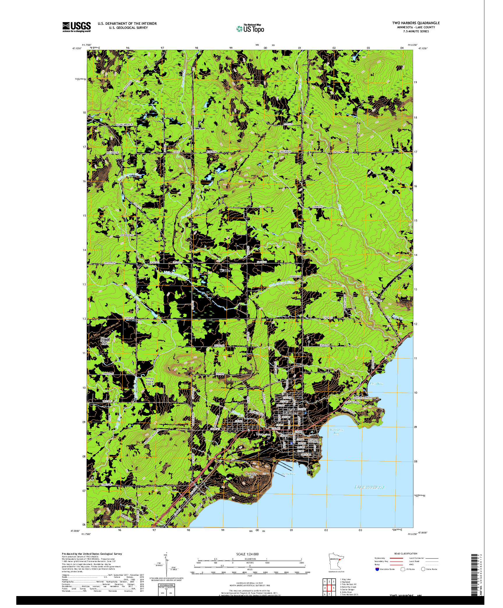 USGS US TOPO 7.5-MINUTE MAP FOR TWO HARBORS, MN 2019