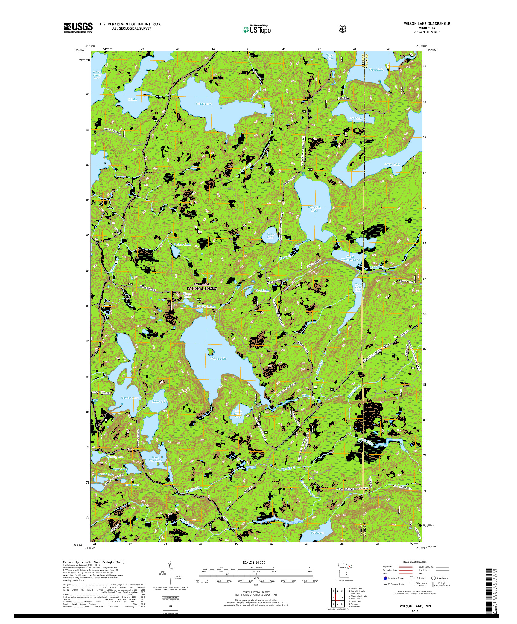 USGS US TOPO 7.5-MINUTE MAP FOR WILSON LAKE, MN 2019