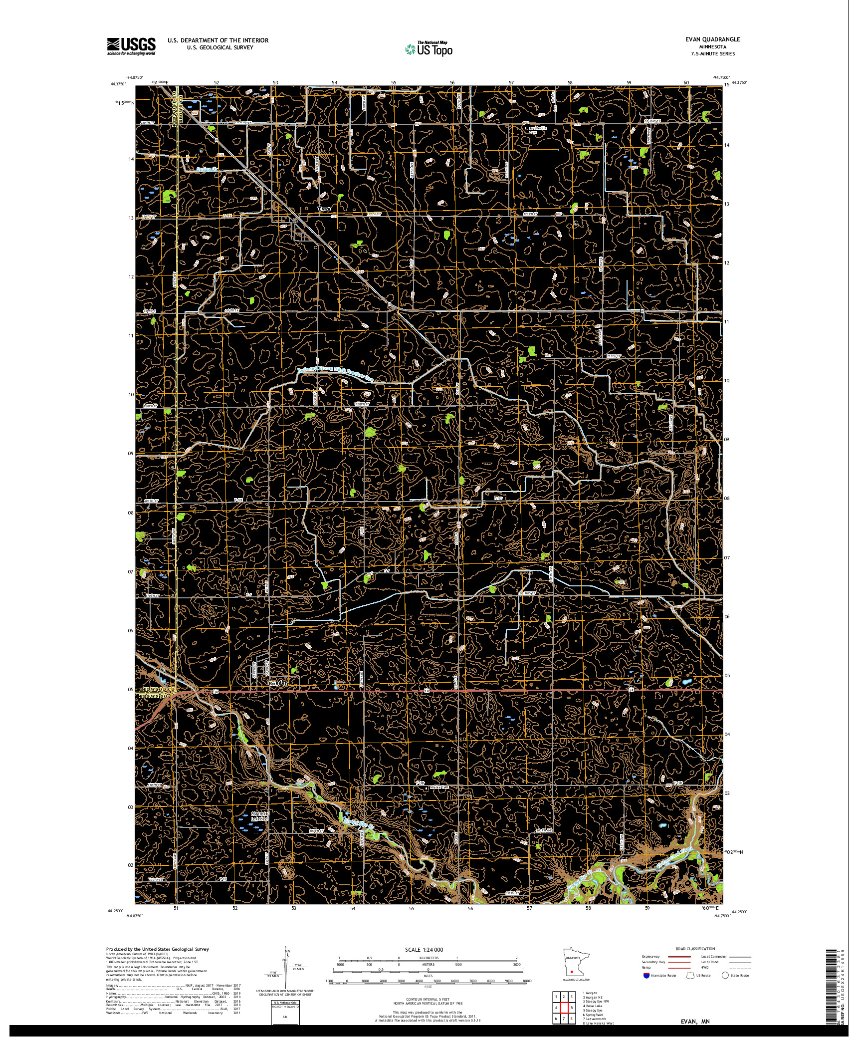 USGS US TOPO 7.5-MINUTE MAP FOR EVAN, MN 2019