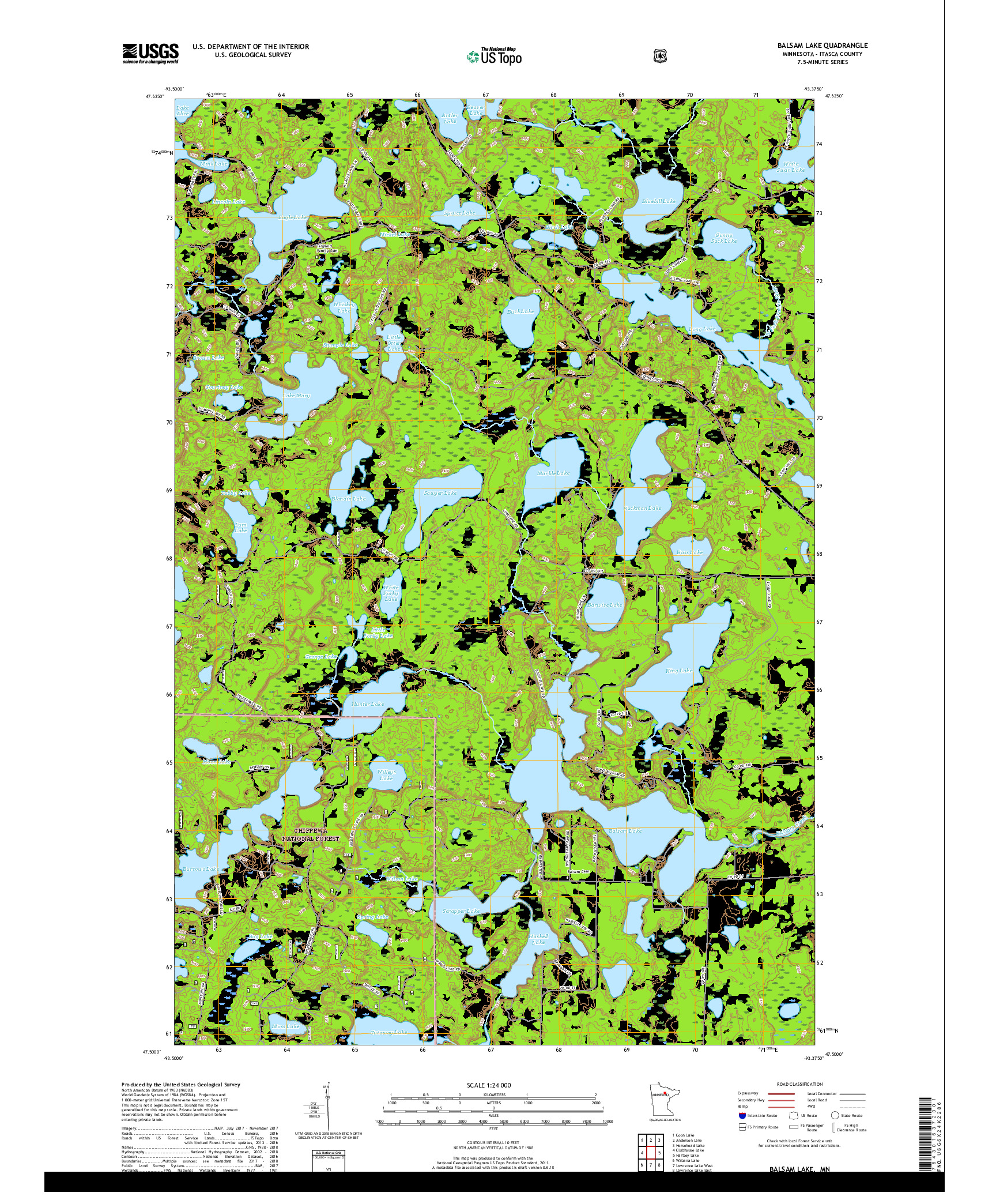 USGS US TOPO 7.5-MINUTE MAP FOR BALSAM LAKE, MN 2019