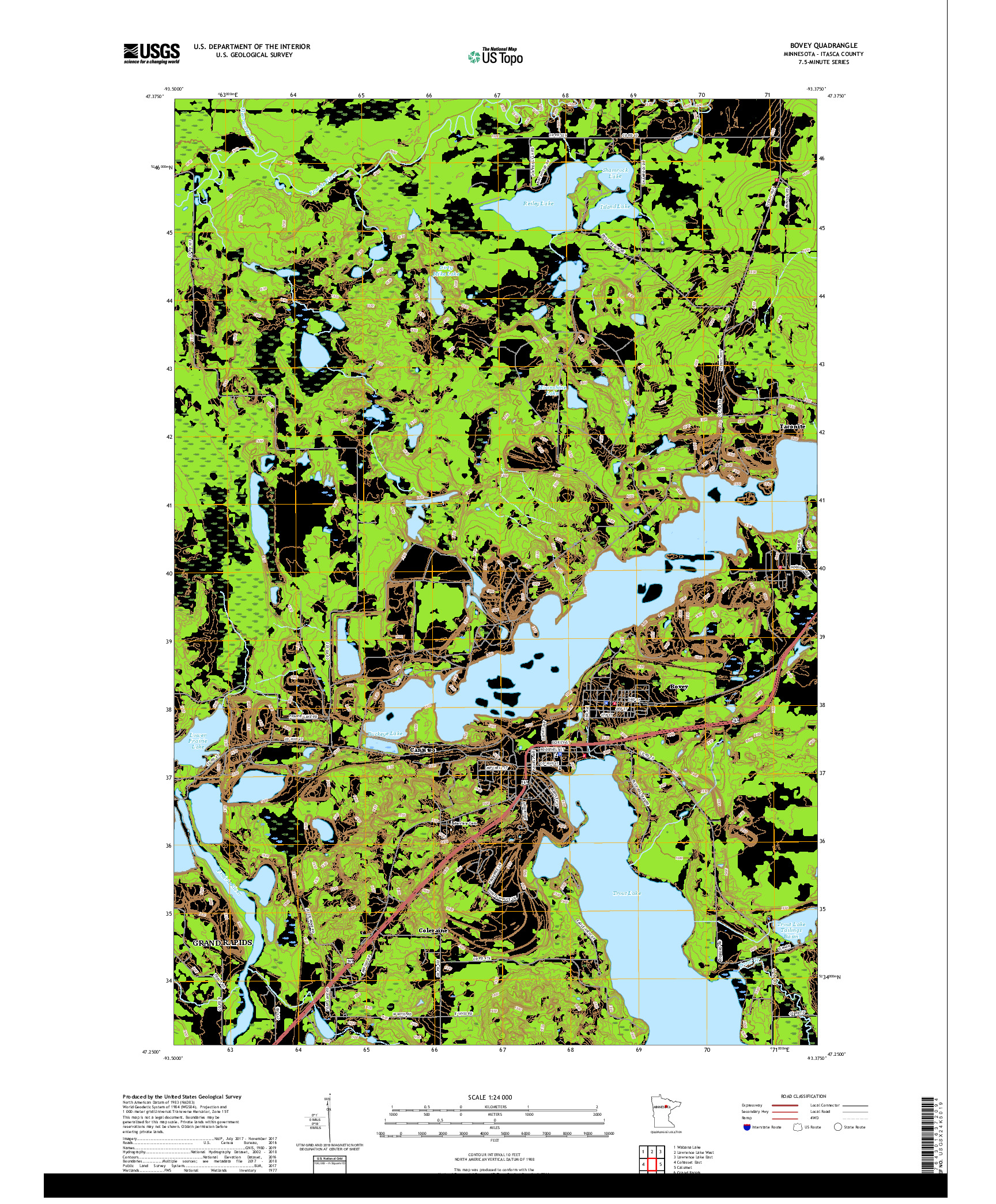 USGS US TOPO 7.5-MINUTE MAP FOR BOVEY, MN 2019