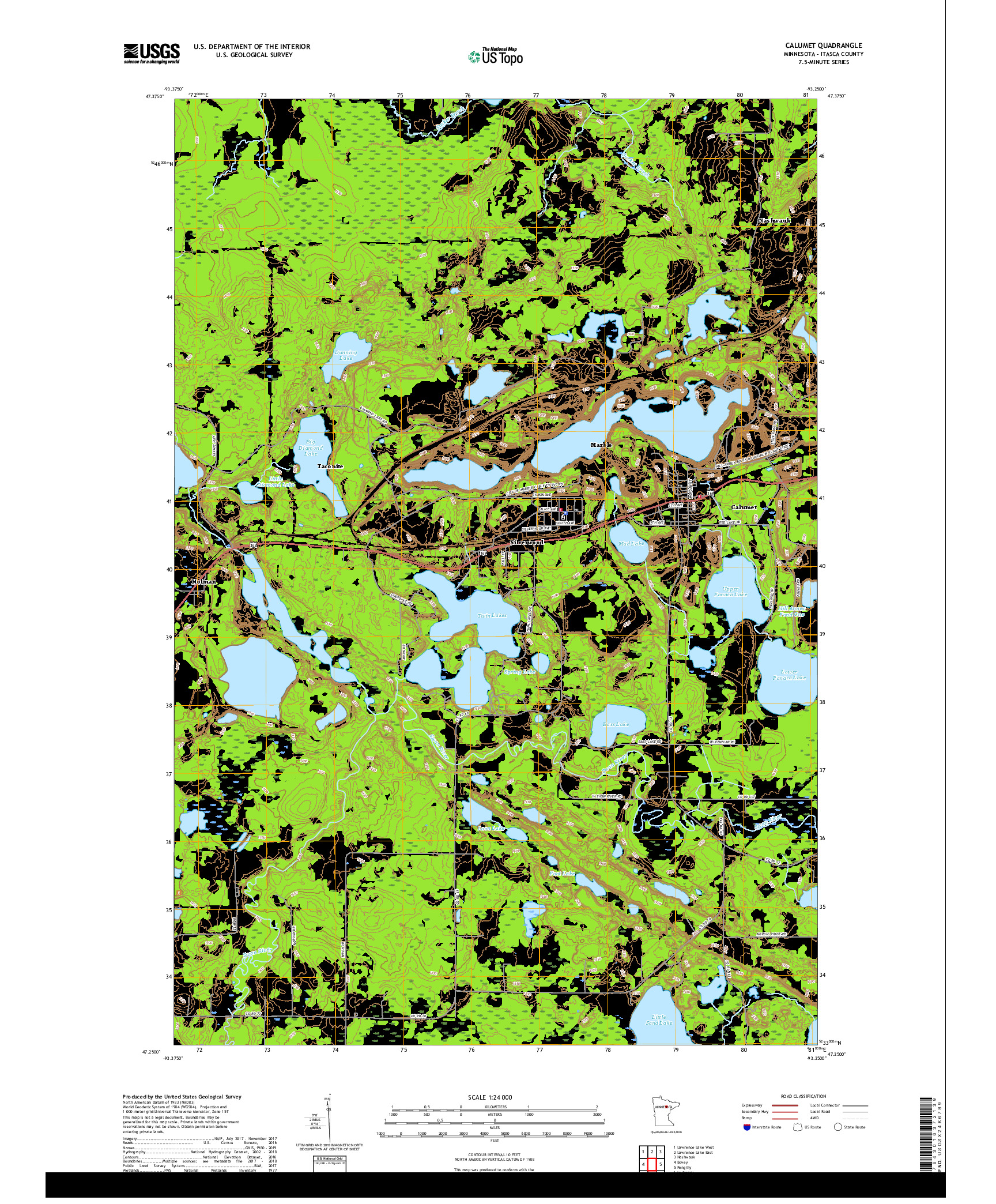 USGS US TOPO 7.5-MINUTE MAP FOR CALUMET, MN 2019