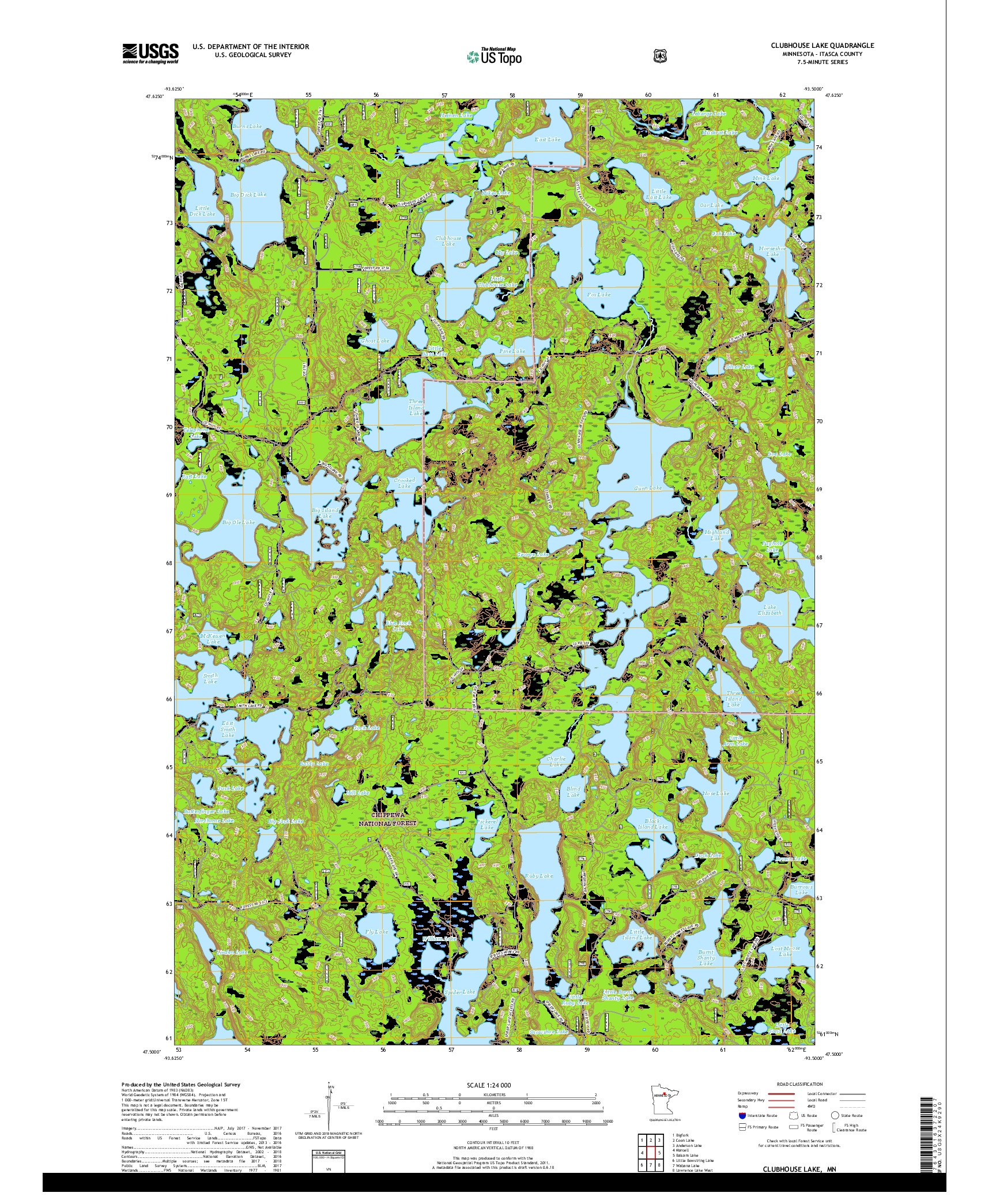 USGS US TOPO 7.5-MINUTE MAP FOR CLUBHOUSE LAKE, MN 2019