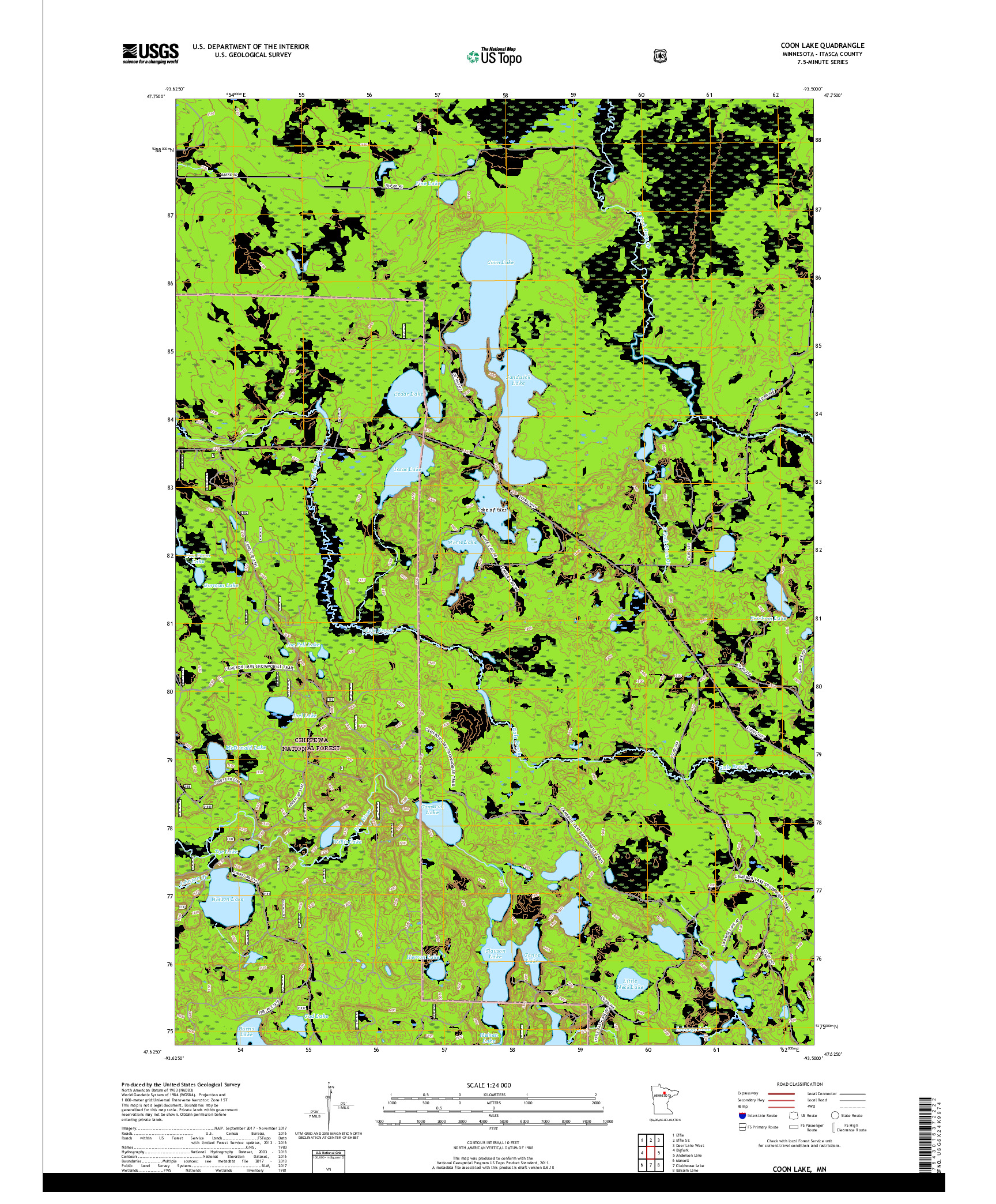 USGS US TOPO 7.5-MINUTE MAP FOR COON LAKE, MN 2019