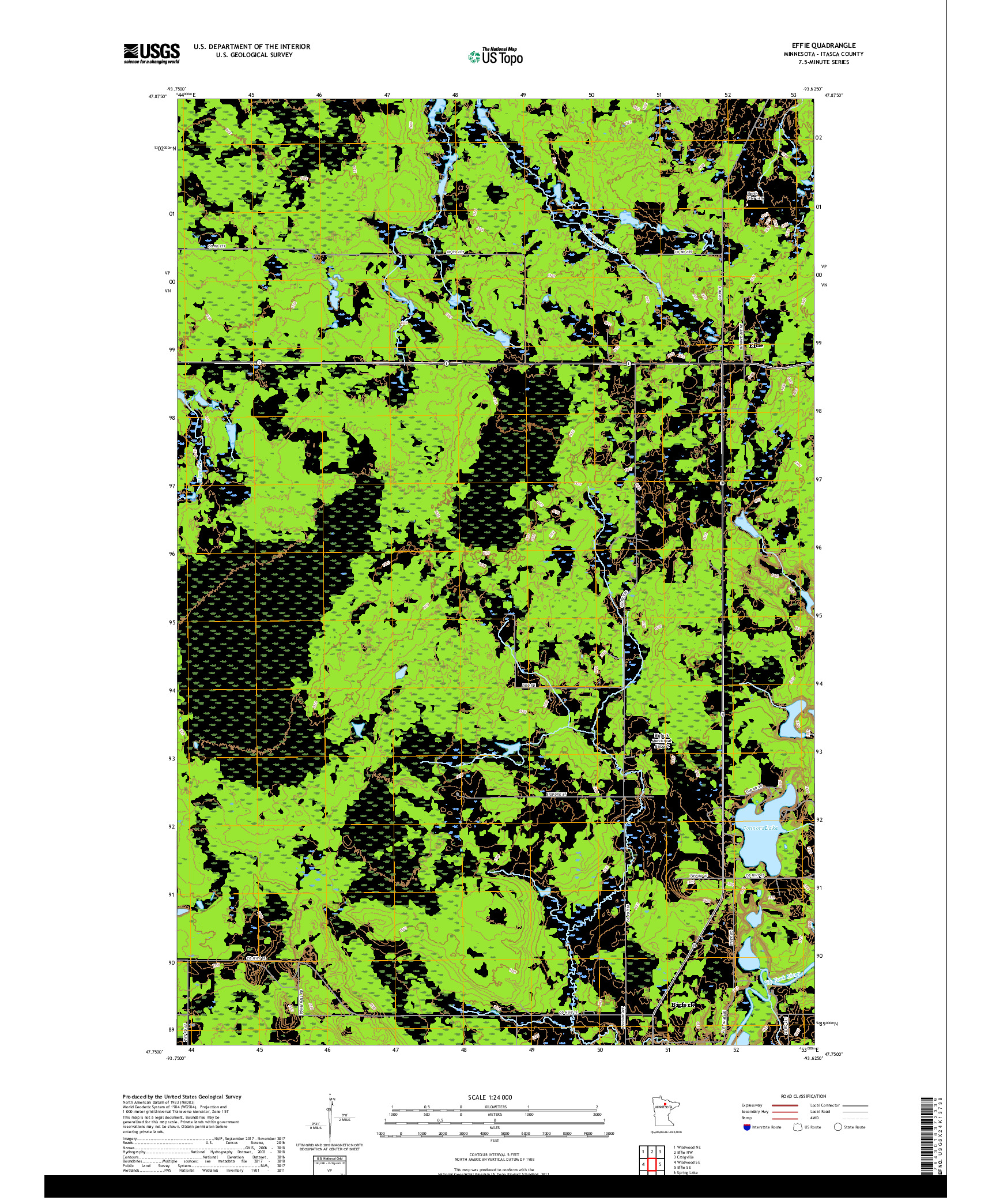 USGS US TOPO 7.5-MINUTE MAP FOR EFFIE, MN 2019