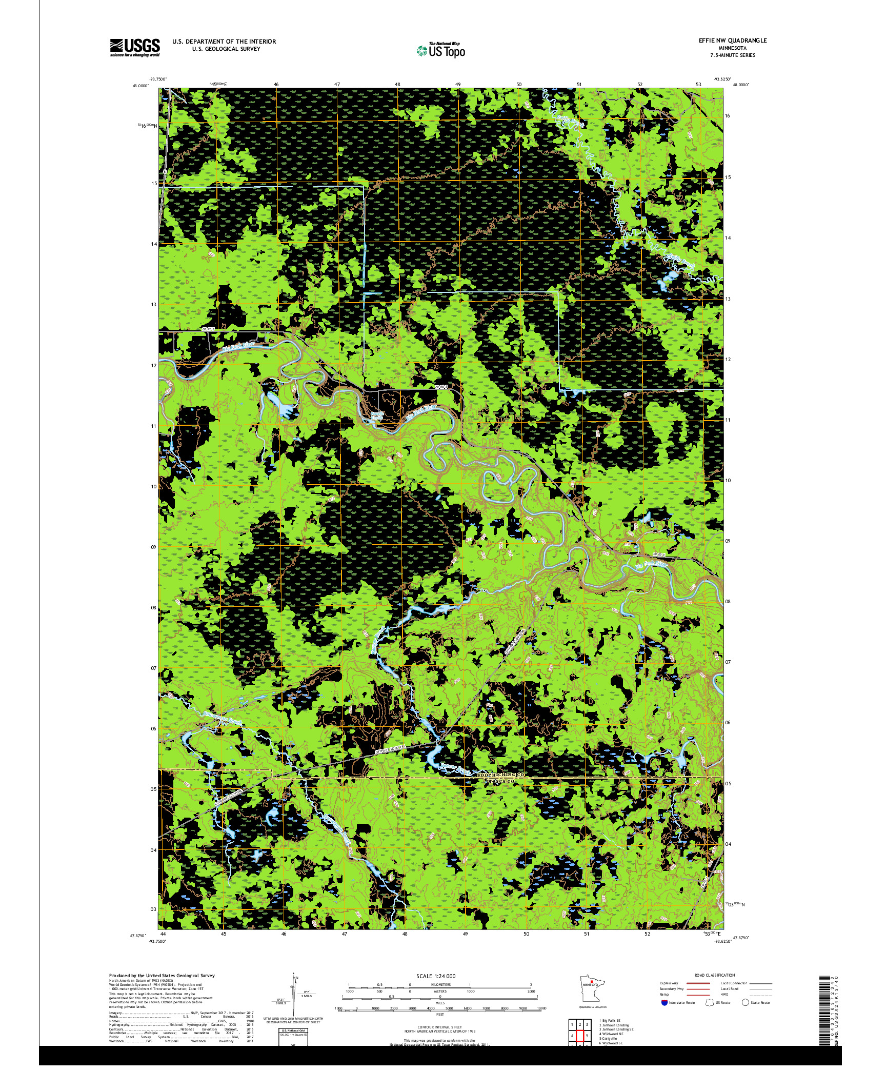 USGS US TOPO 7.5-MINUTE MAP FOR EFFIE NW, MN 2019
