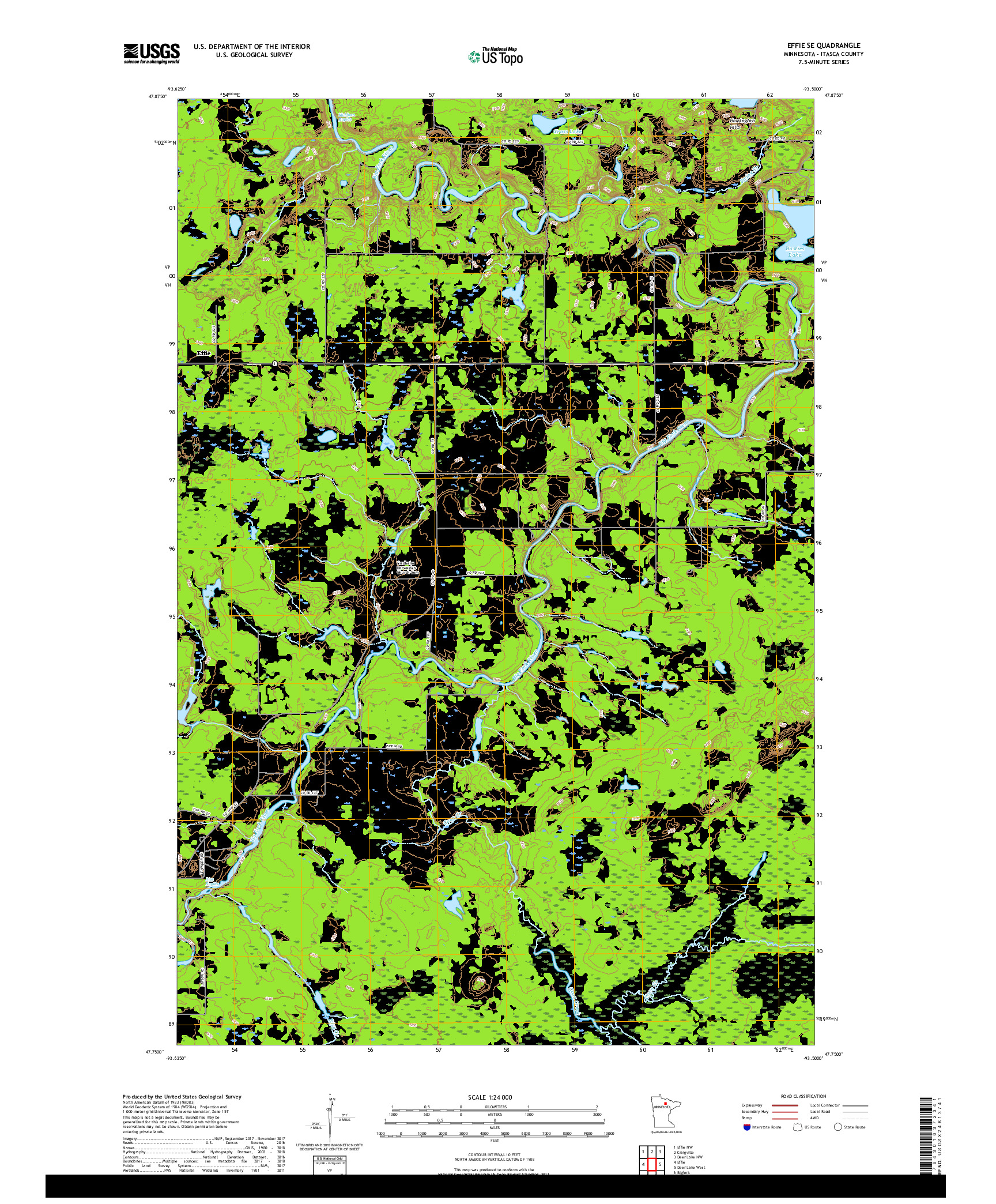 USGS US TOPO 7.5-MINUTE MAP FOR EFFIE SE, MN 2019