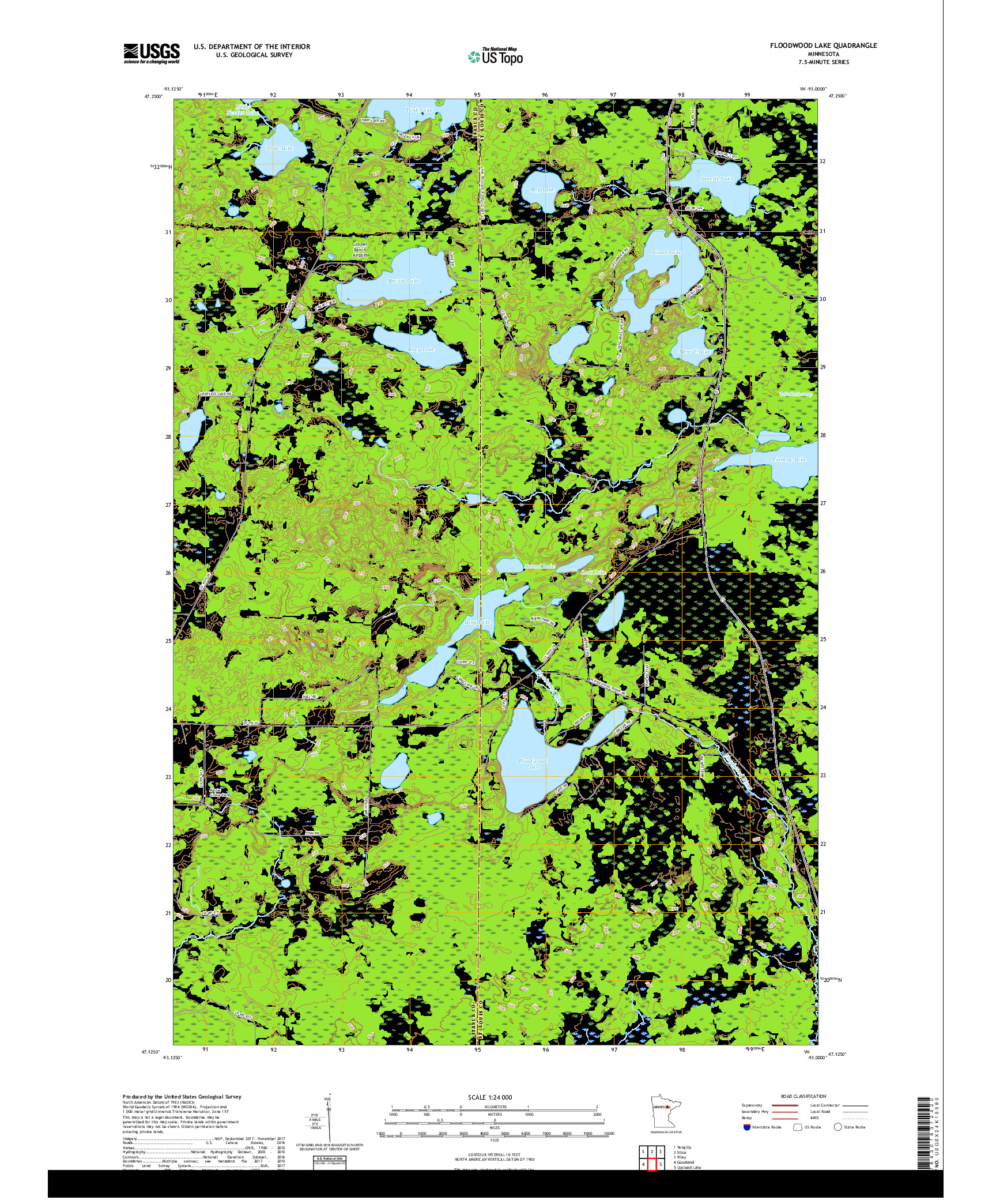 USGS US TOPO 7.5-MINUTE MAP FOR FLOODWOOD LAKE, MN 2019
