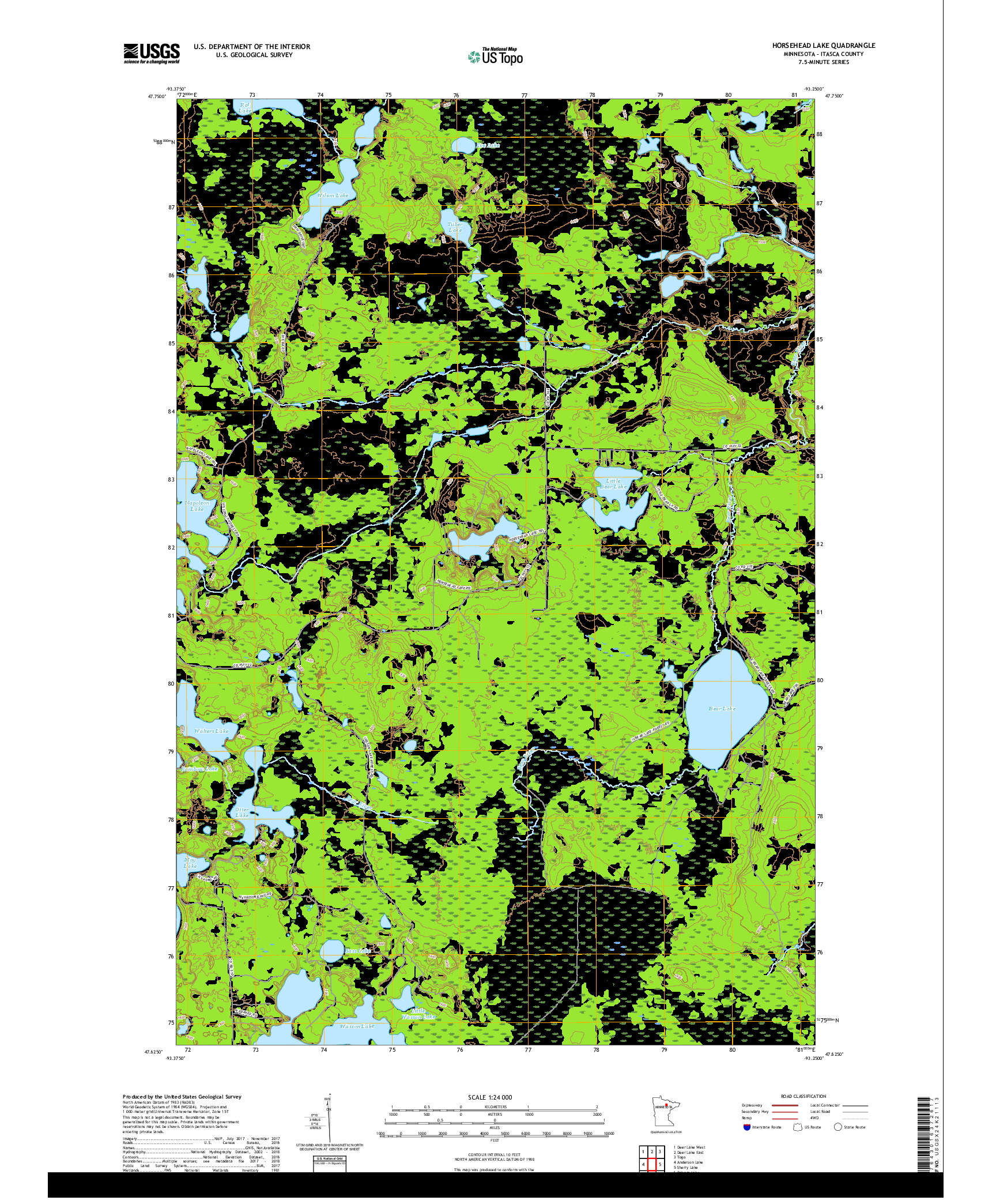 USGS US TOPO 7.5-MINUTE MAP FOR HORSEHEAD LAKE, MN 2019