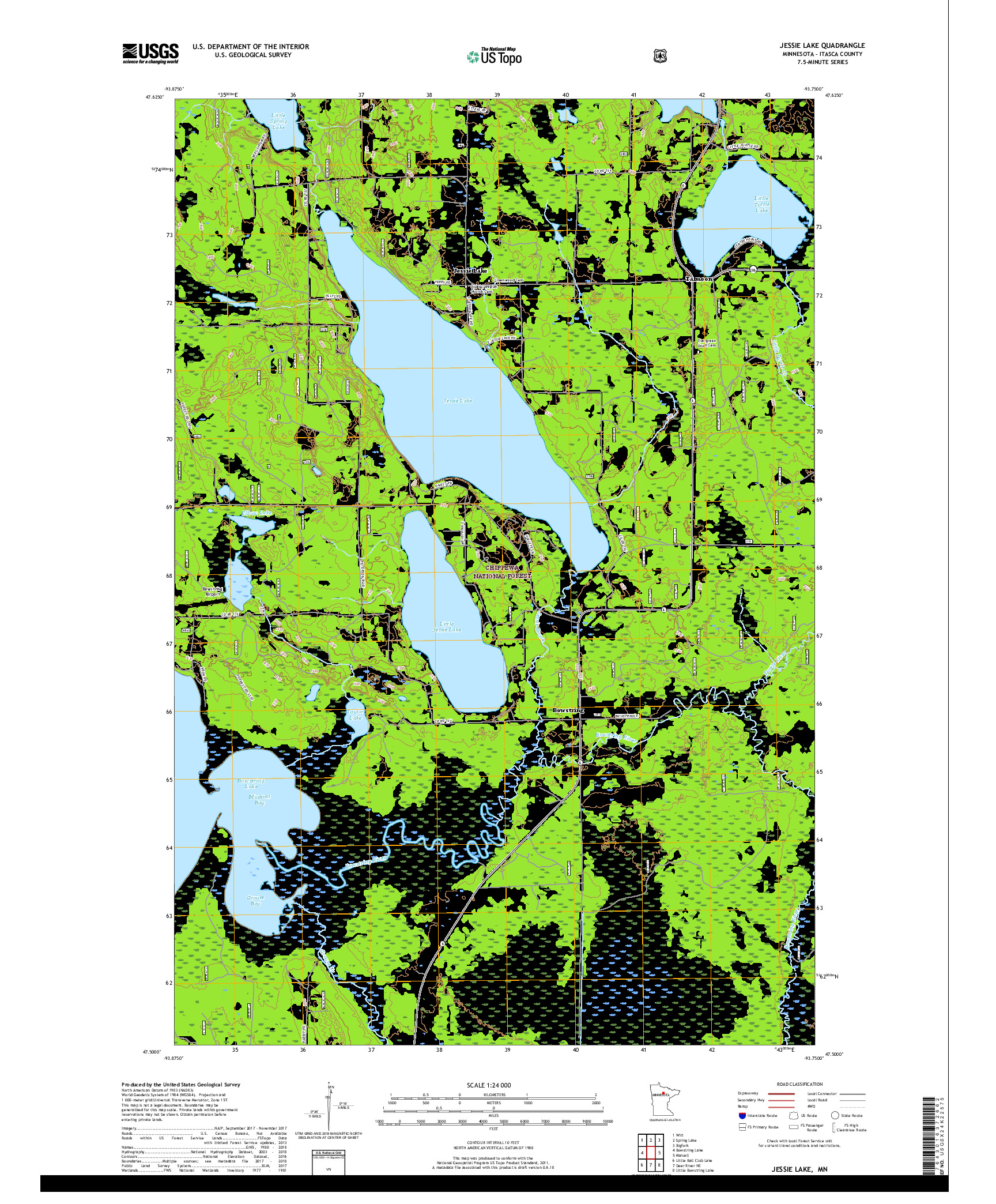 USGS US TOPO 7.5-MINUTE MAP FOR JESSIE LAKE, MN 2019