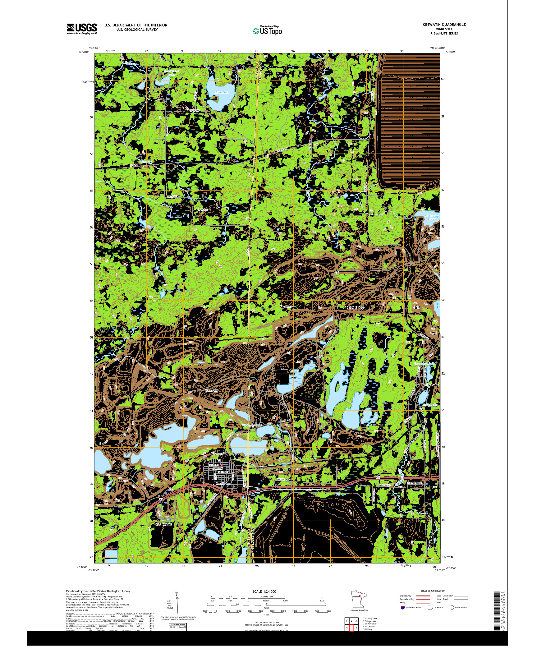 USGS US TOPO 7.5-MINUTE MAP FOR KEEWATIN, MN 2019