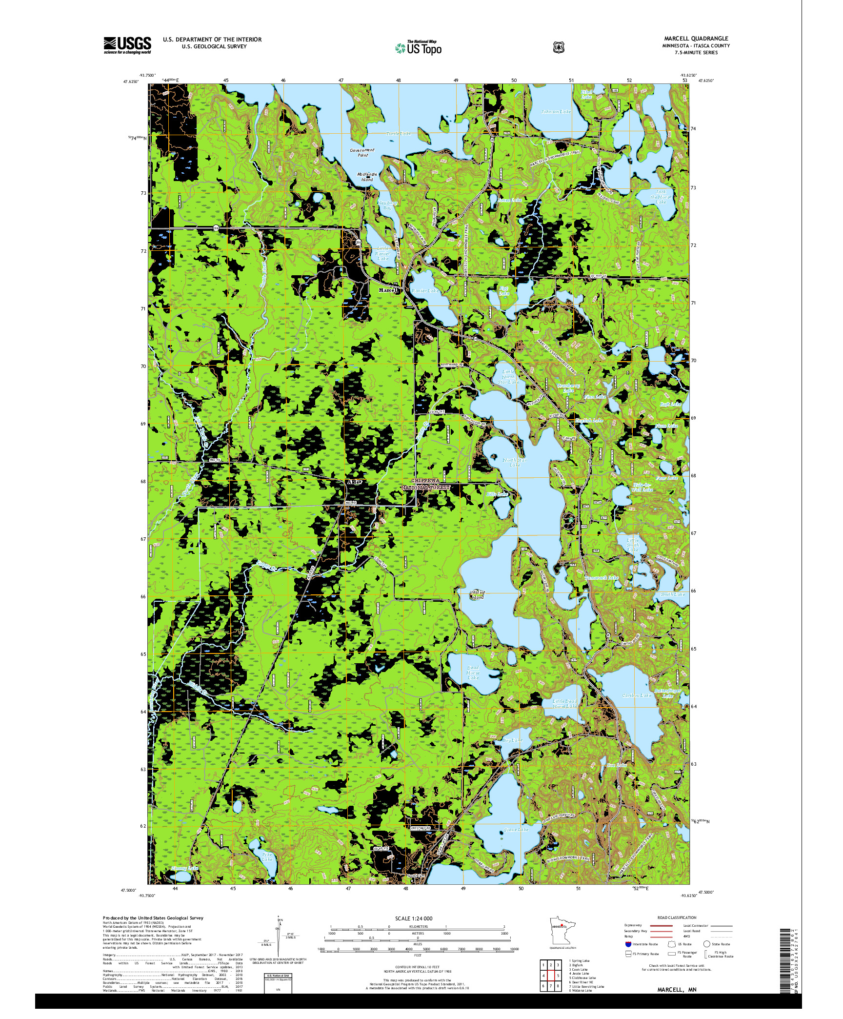 USGS US TOPO 7.5-MINUTE MAP FOR MARCELL, MN 2019
