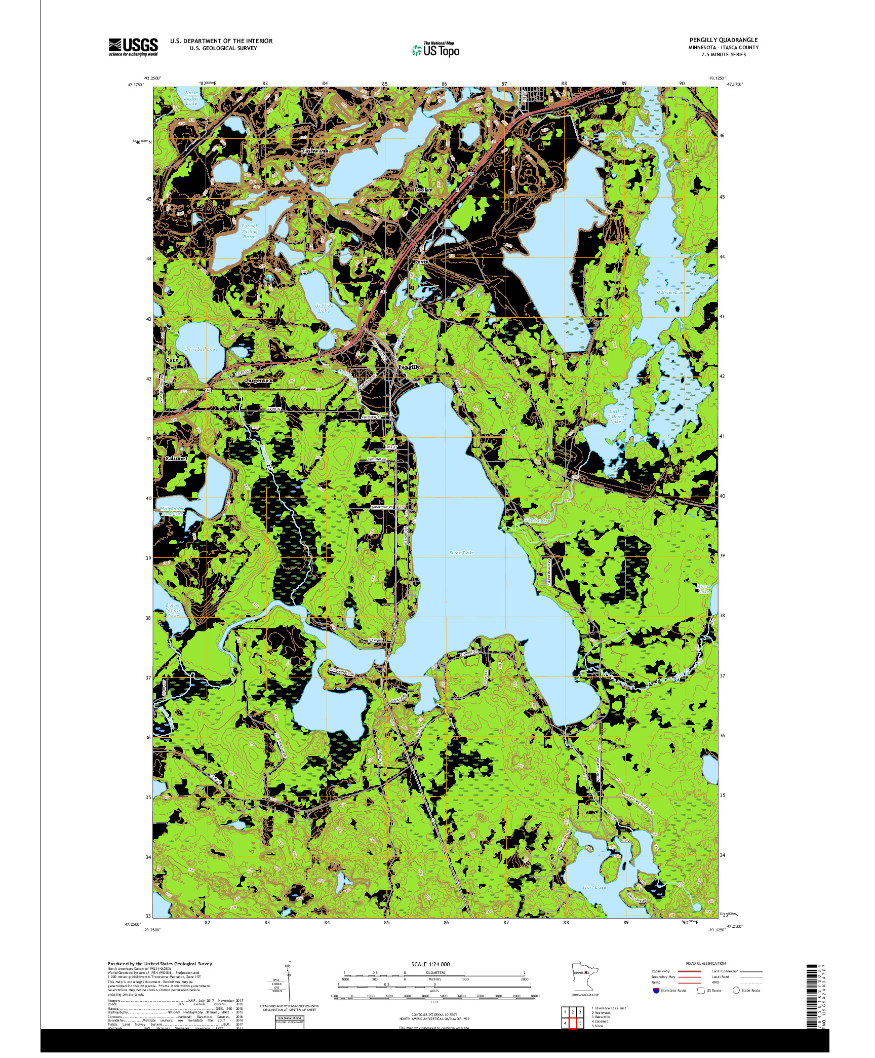 USGS US TOPO 7.5-MINUTE MAP FOR PENGILLY, MN 2019