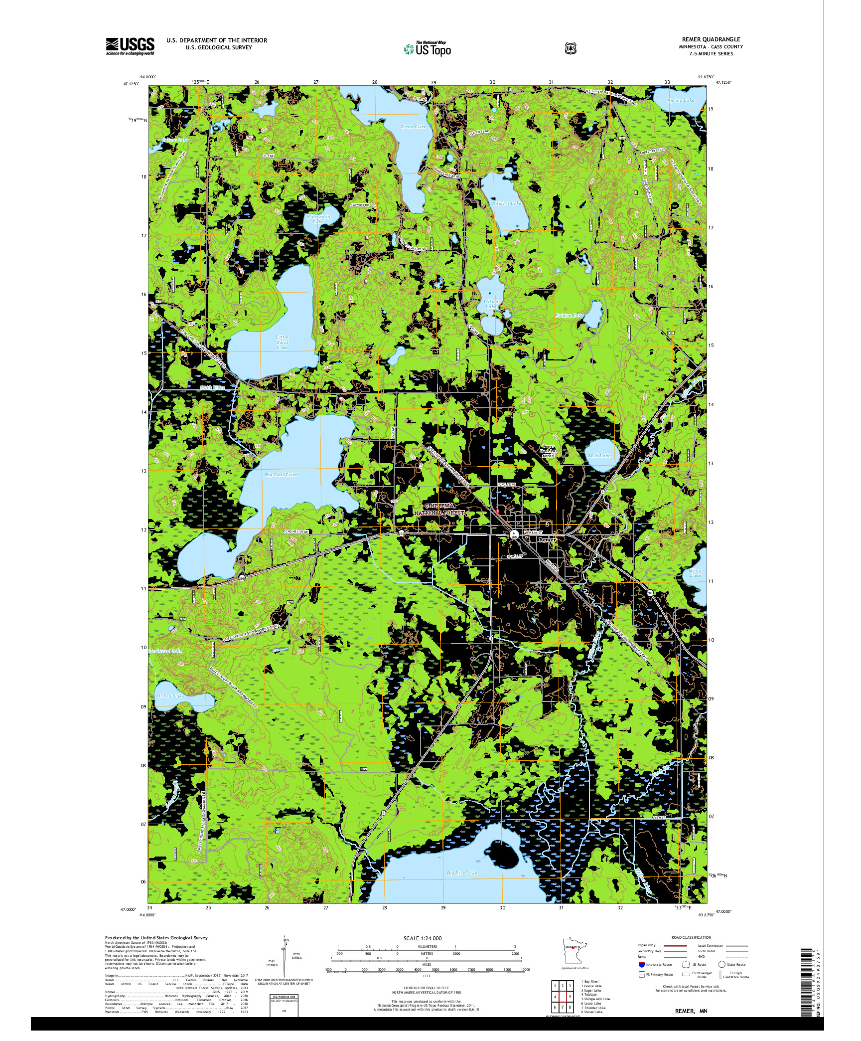 USGS US TOPO 7.5-MINUTE MAP FOR REMER, MN 2019