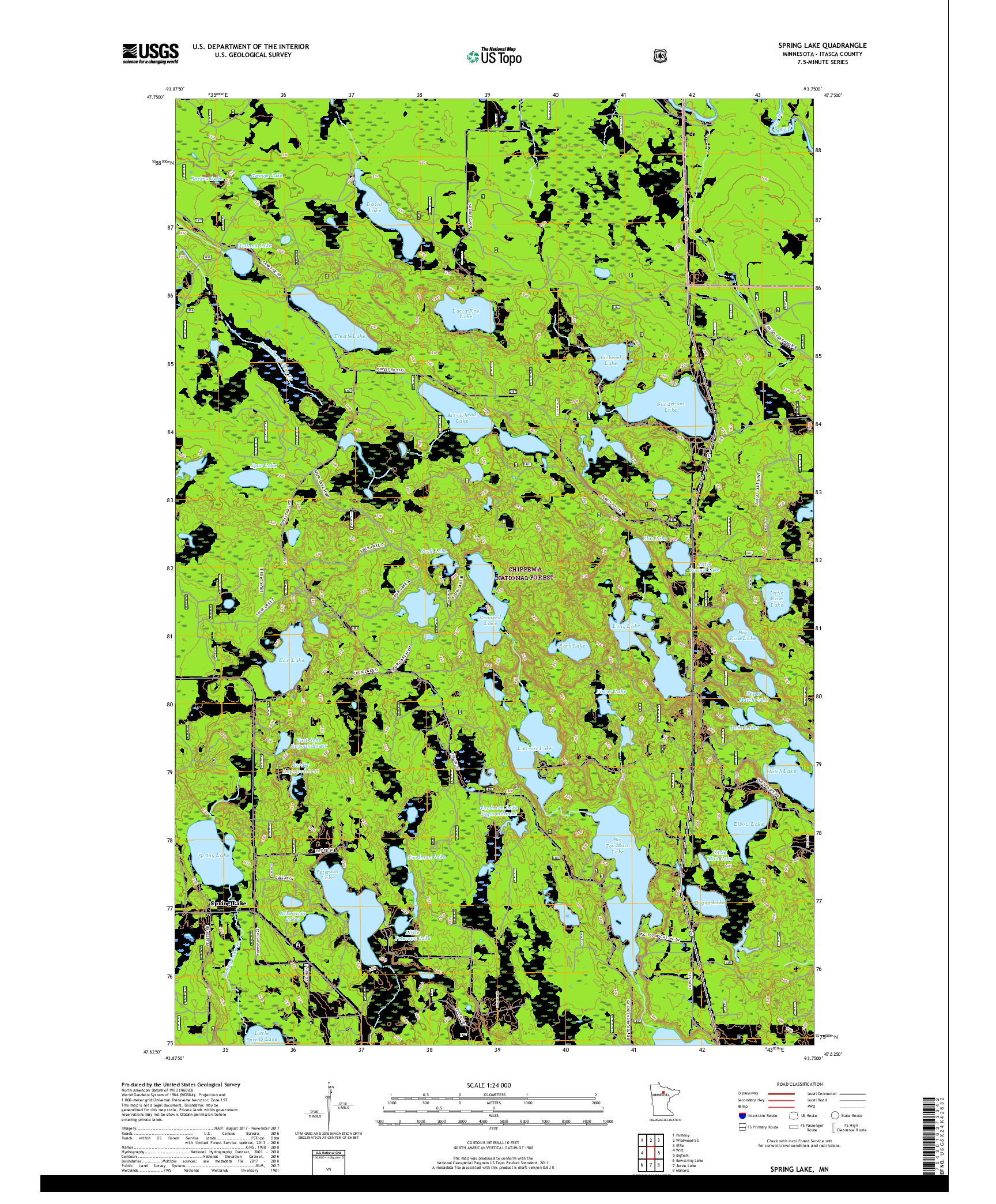 USGS US TOPO 7.5-MINUTE MAP FOR SPRING LAKE, MN 2019