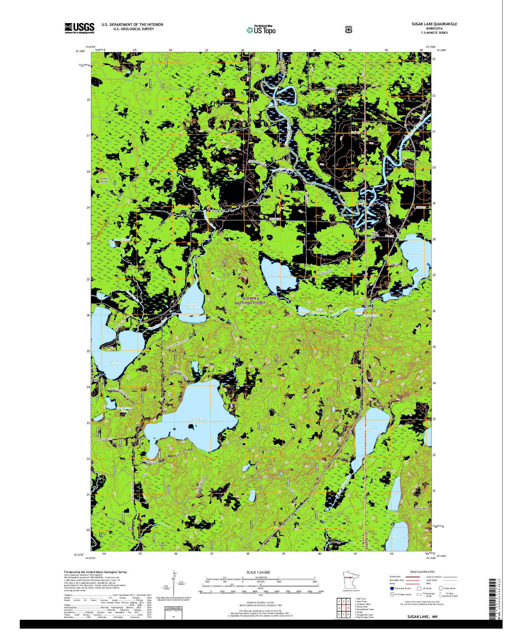 USGS US TOPO 7.5-MINUTE MAP FOR SUGAR LAKE, MN 2019