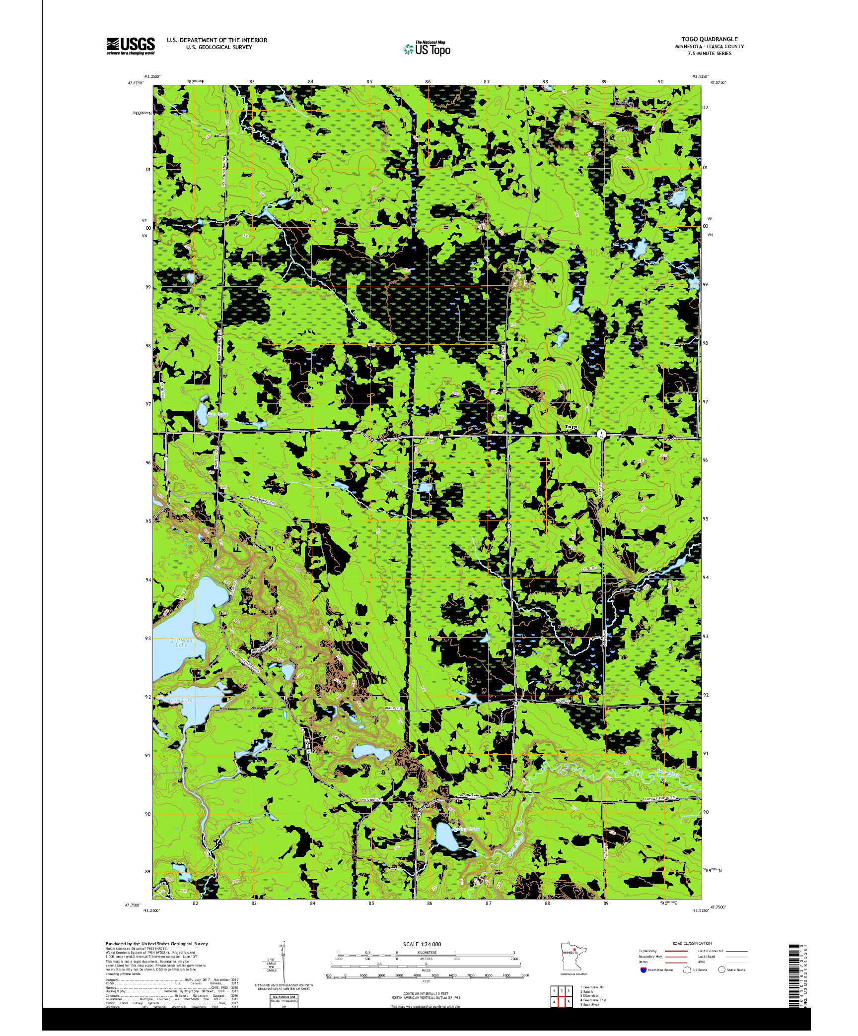 USGS US TOPO 7.5-MINUTE MAP FOR TOGO, MN 2019