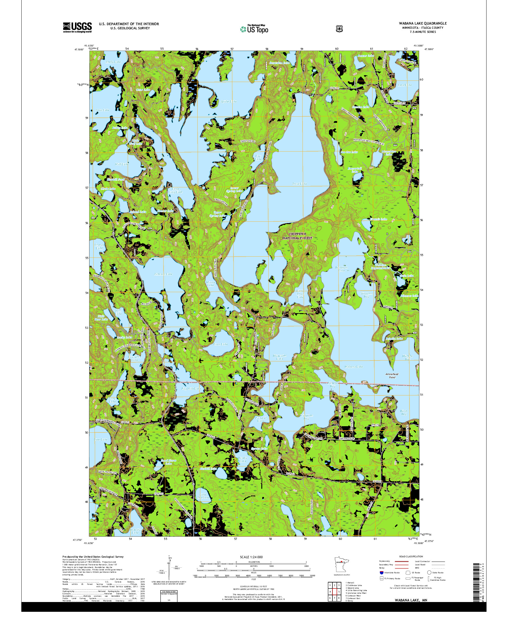 USGS US TOPO 7.5-MINUTE MAP FOR WABANA LAKE, MN 2019