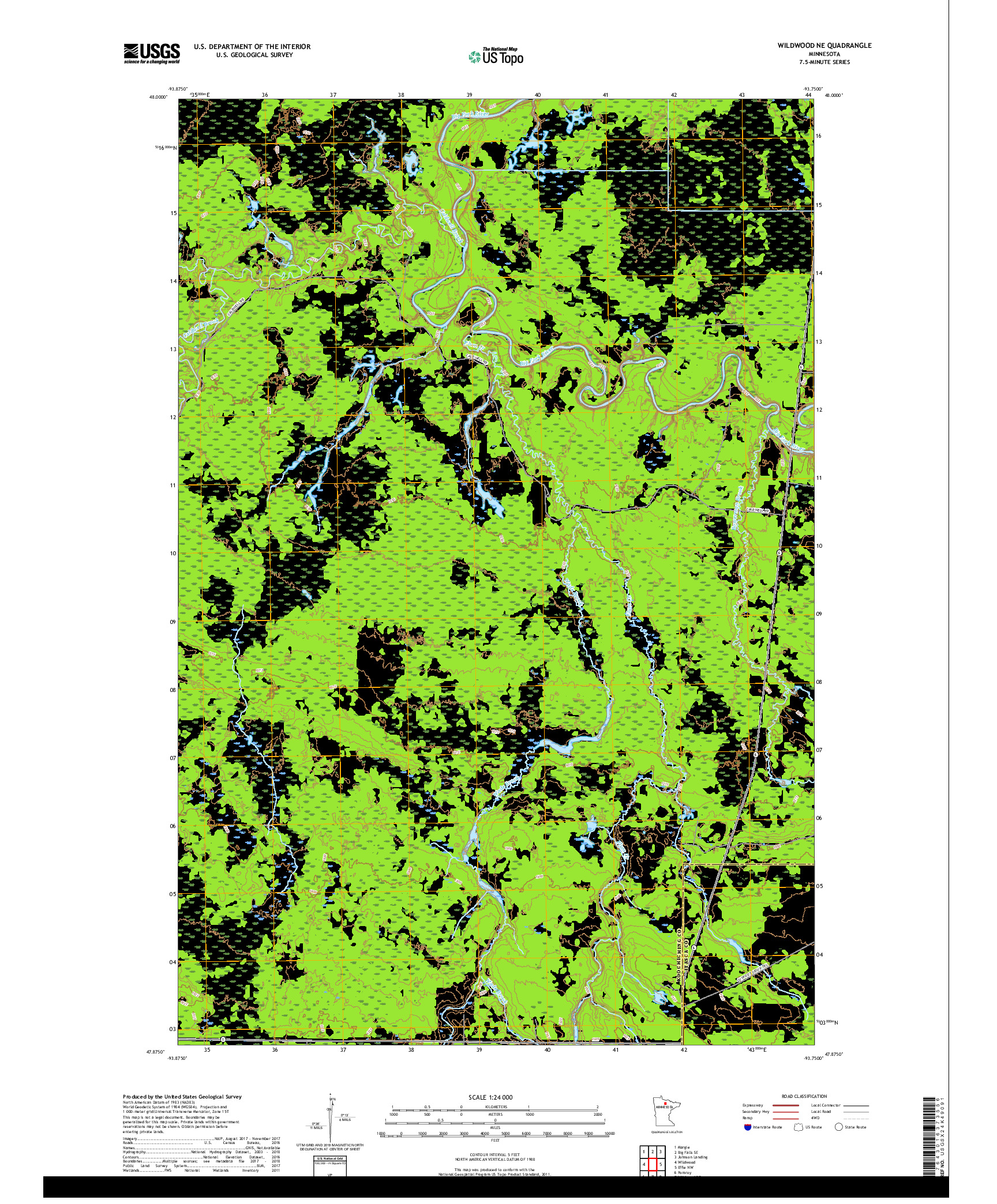 USGS US TOPO 7.5-MINUTE MAP FOR WILDWOOD NE, MN 2019