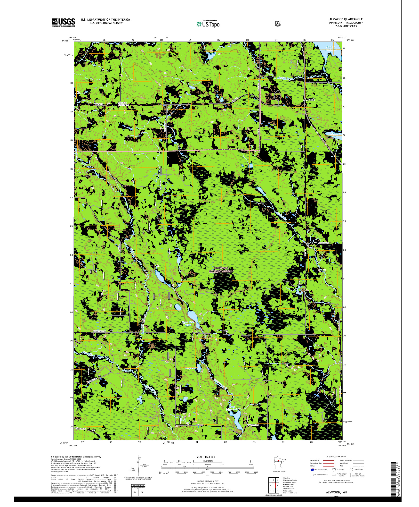 USGS US TOPO 7.5-MINUTE MAP FOR ALVWOOD, MN 2019