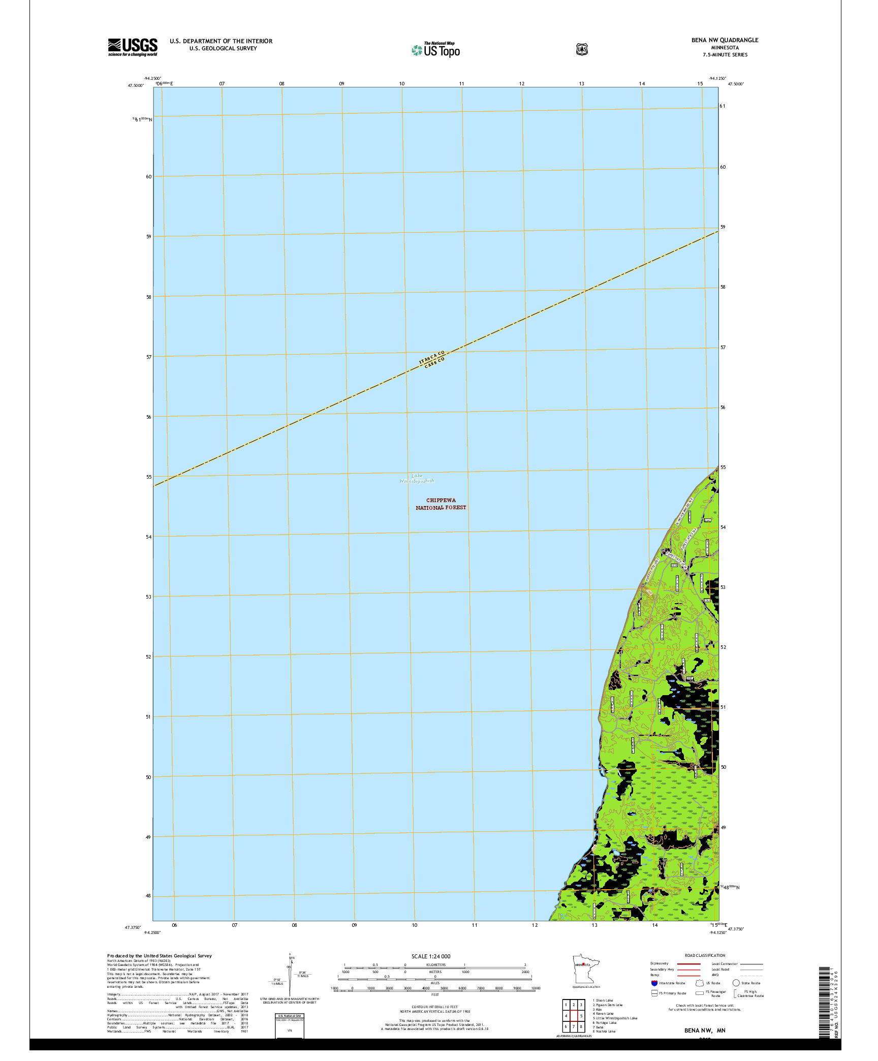 USGS US TOPO 7.5-MINUTE MAP FOR BENA NW, MN 2019