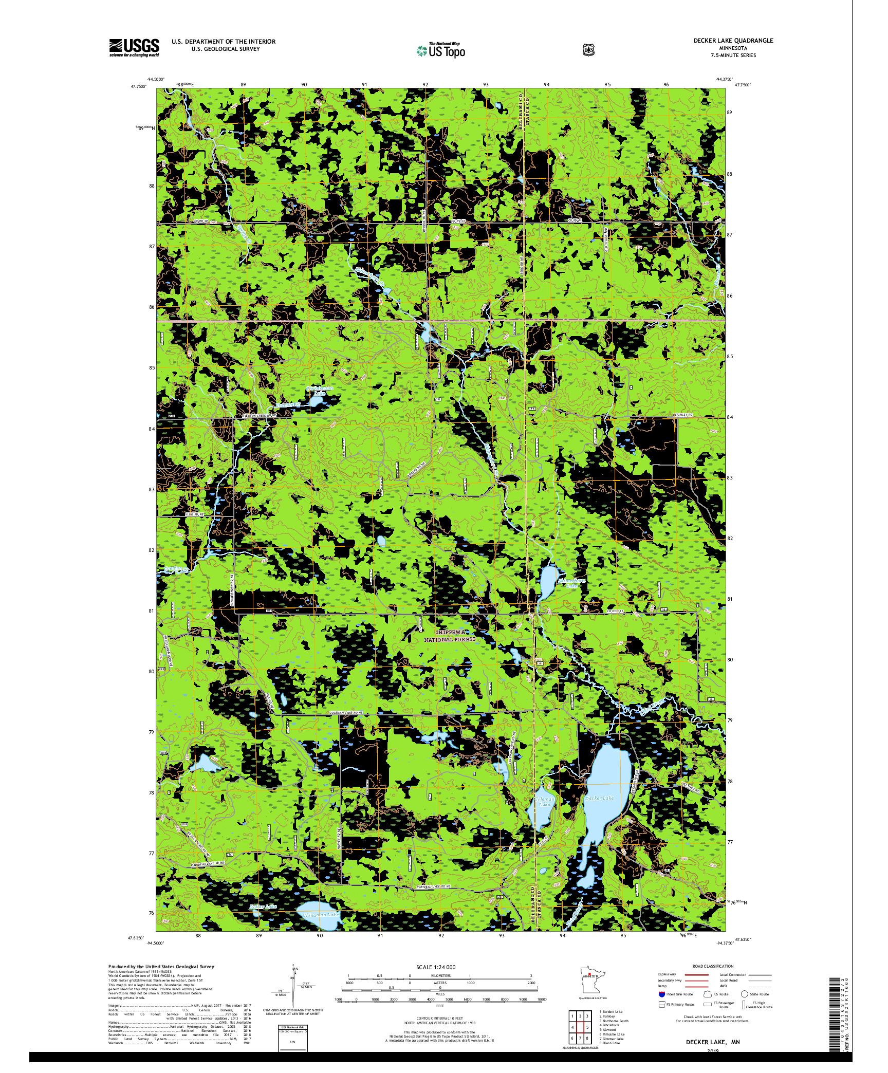 USGS US TOPO 7.5-MINUTE MAP FOR DECKER LAKE, MN 2019