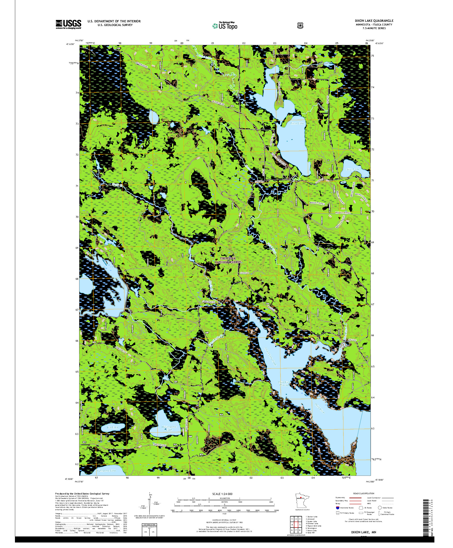 USGS US TOPO 7.5-MINUTE MAP FOR DIXON LAKE, MN 2019