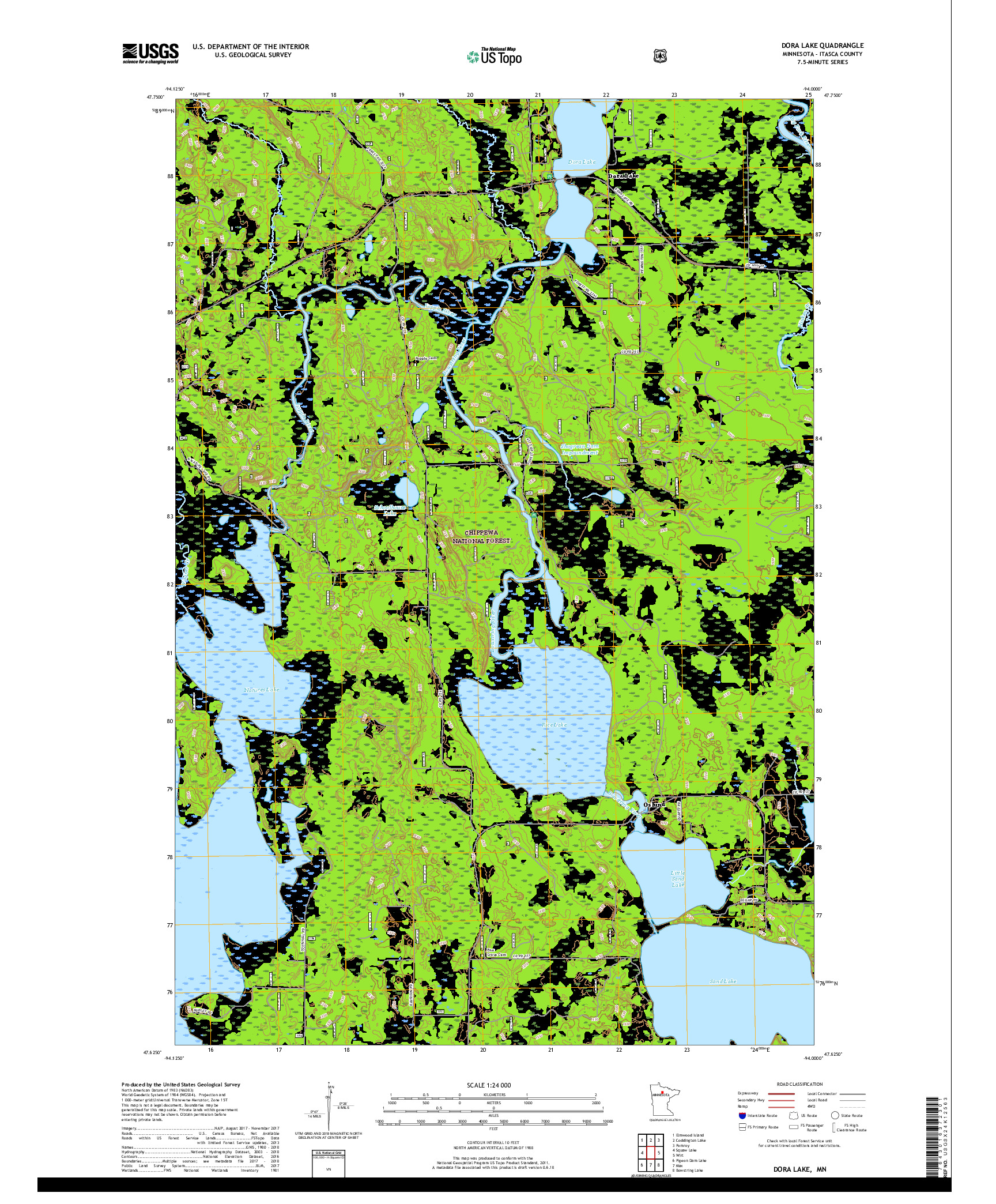 USGS US TOPO 7.5-MINUTE MAP FOR DORA LAKE, MN 2019