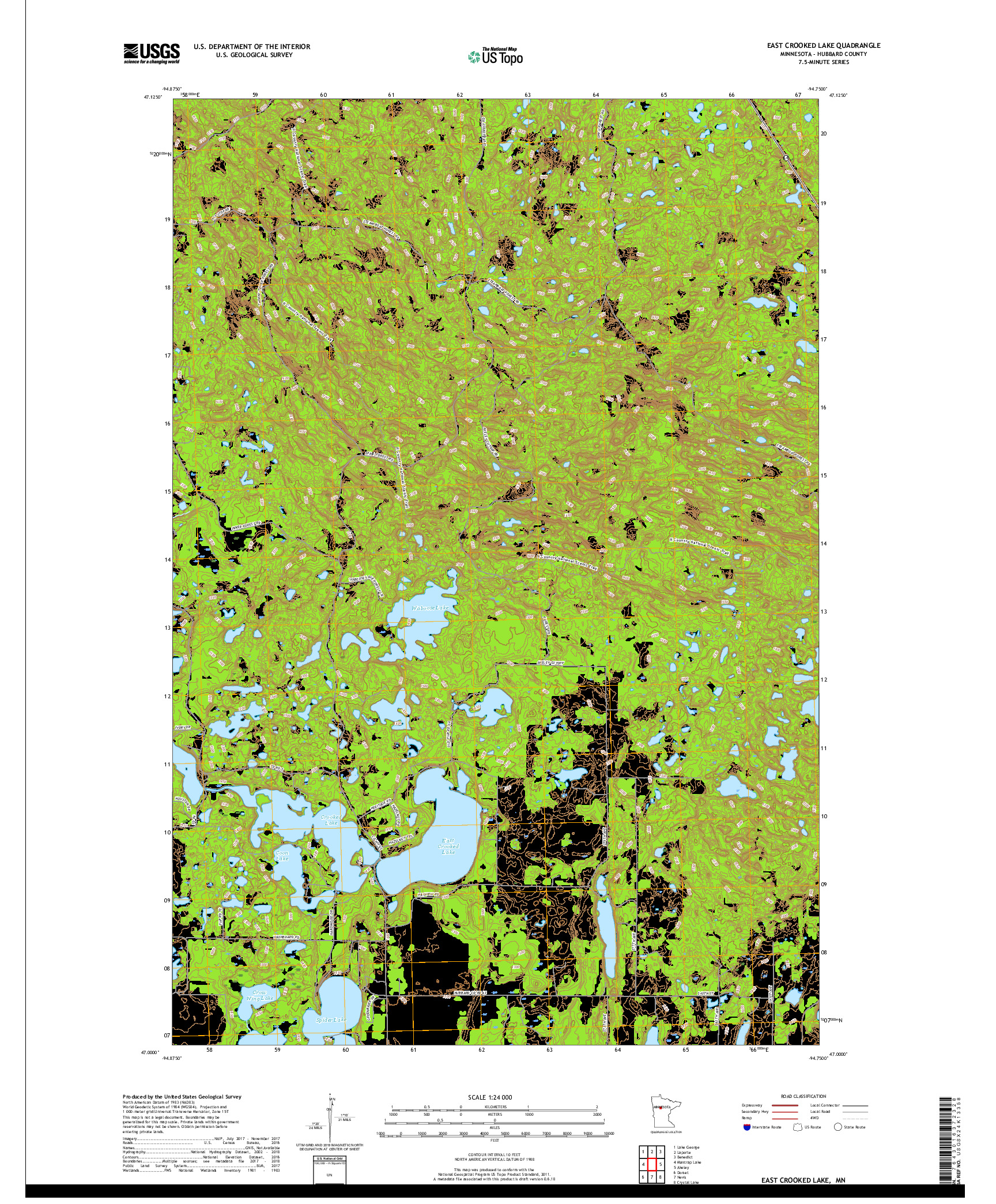 USGS US TOPO 7.5-MINUTE MAP FOR EAST CROOKED LAKE, MN 2019