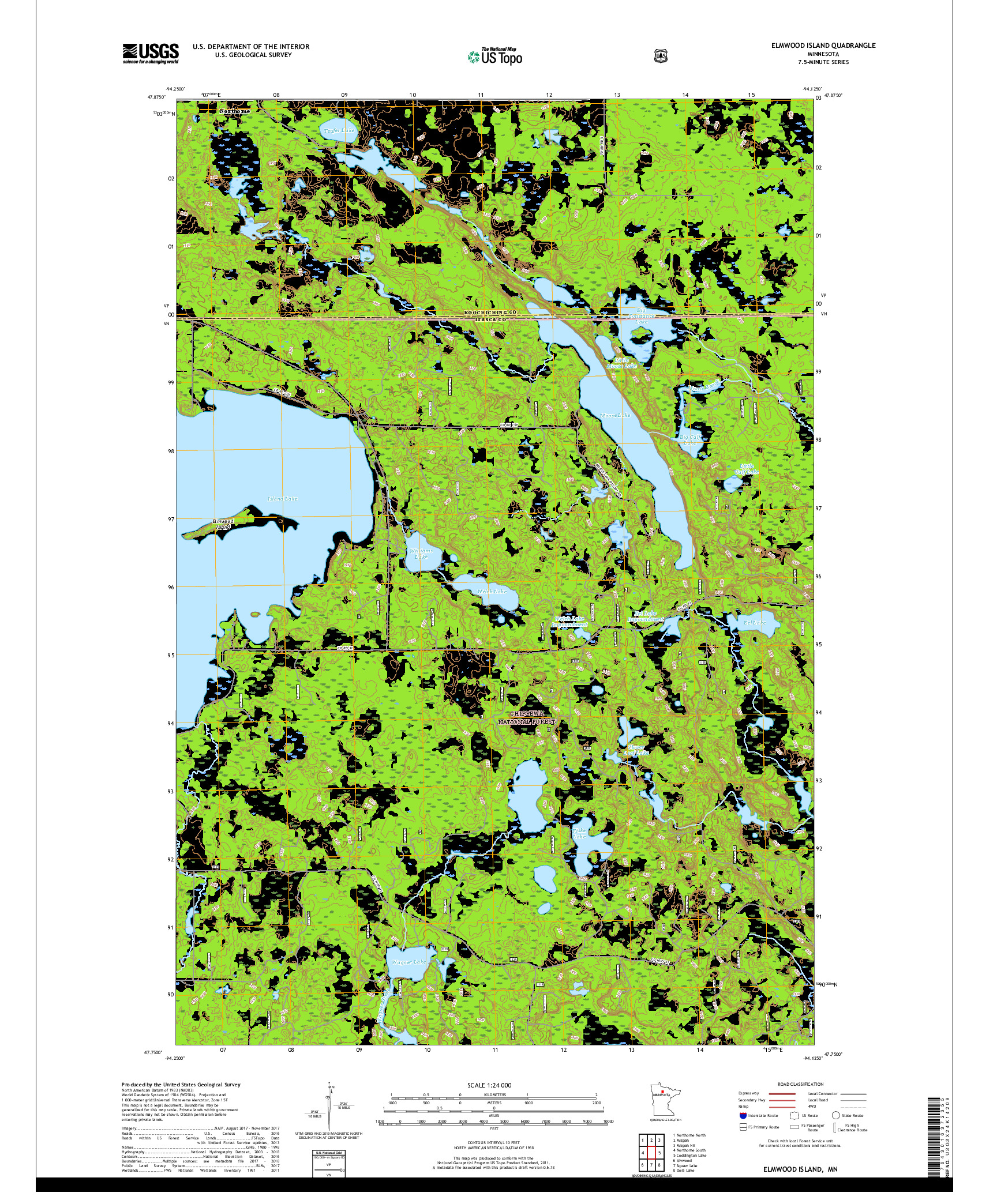 USGS US TOPO 7.5-MINUTE MAP FOR ELMWOOD ISLAND, MN 2019