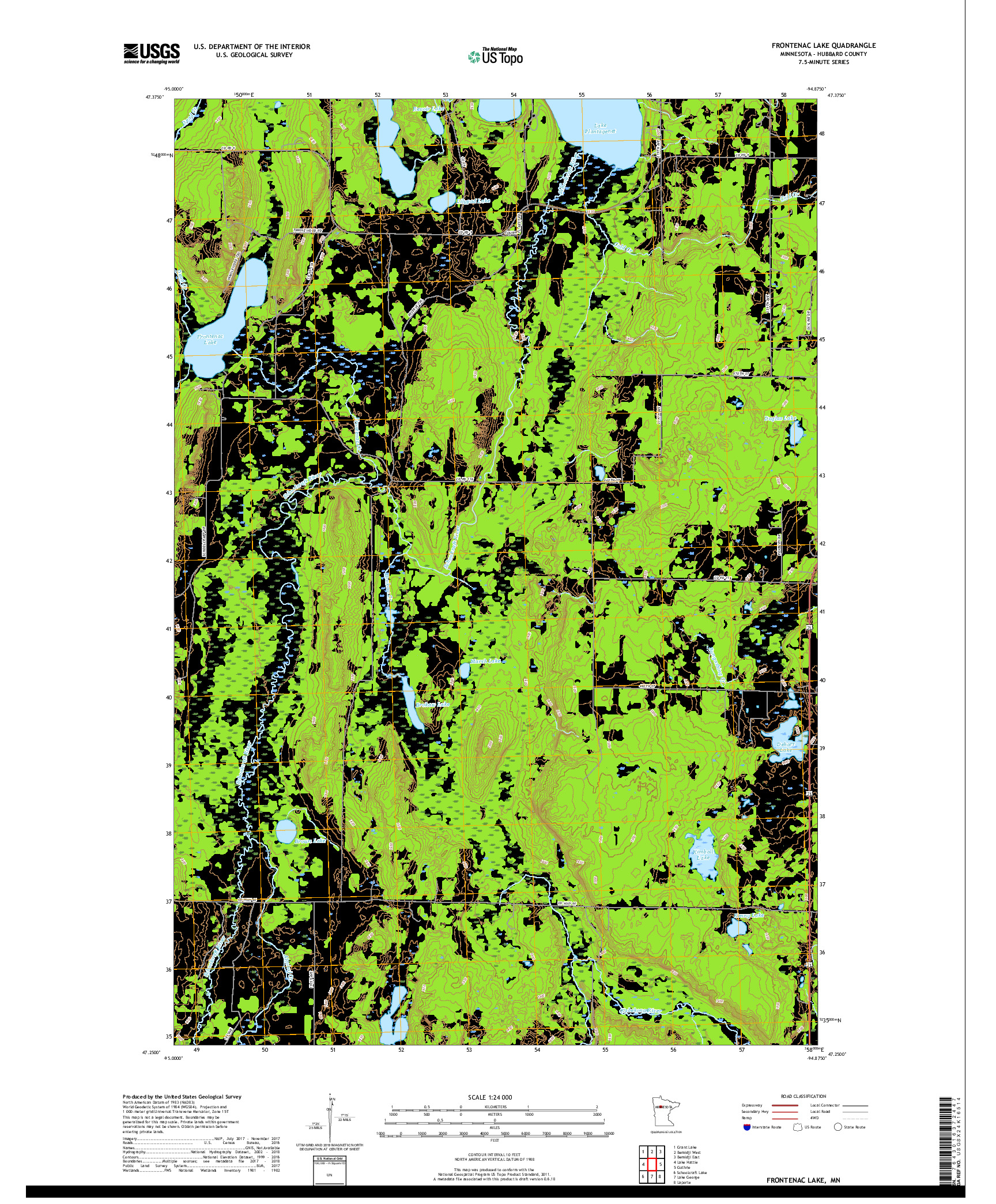 USGS US TOPO 7.5-MINUTE MAP FOR FRONTENAC LAKE, MN 2019