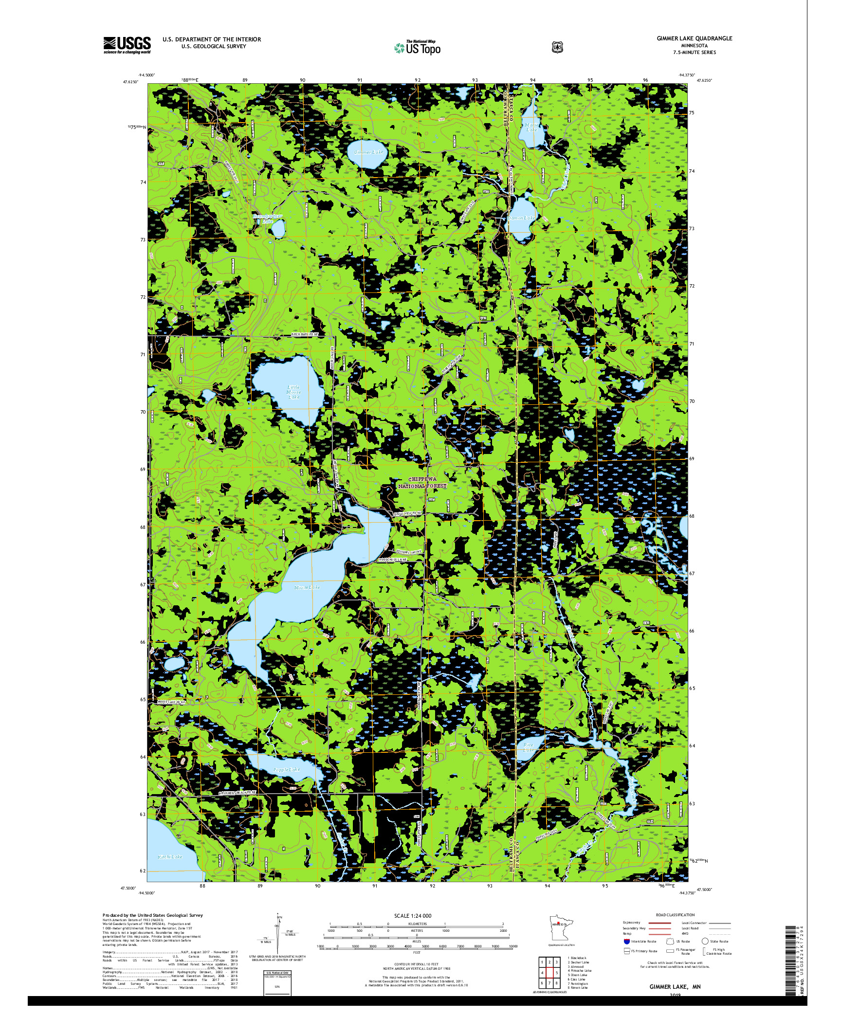 USGS US TOPO 7.5-MINUTE MAP FOR GIMMER LAKE, MN 2019