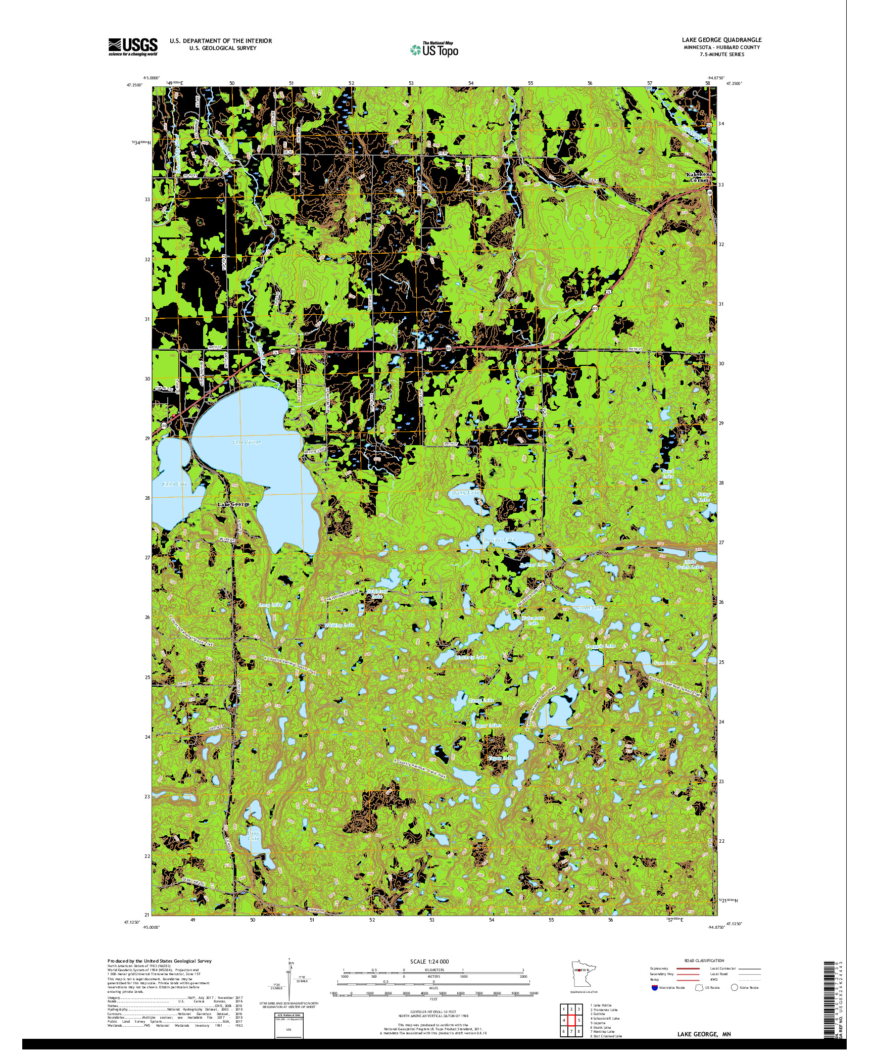 USGS US TOPO 7.5-MINUTE MAP FOR LAKE GEORGE, MN 2019