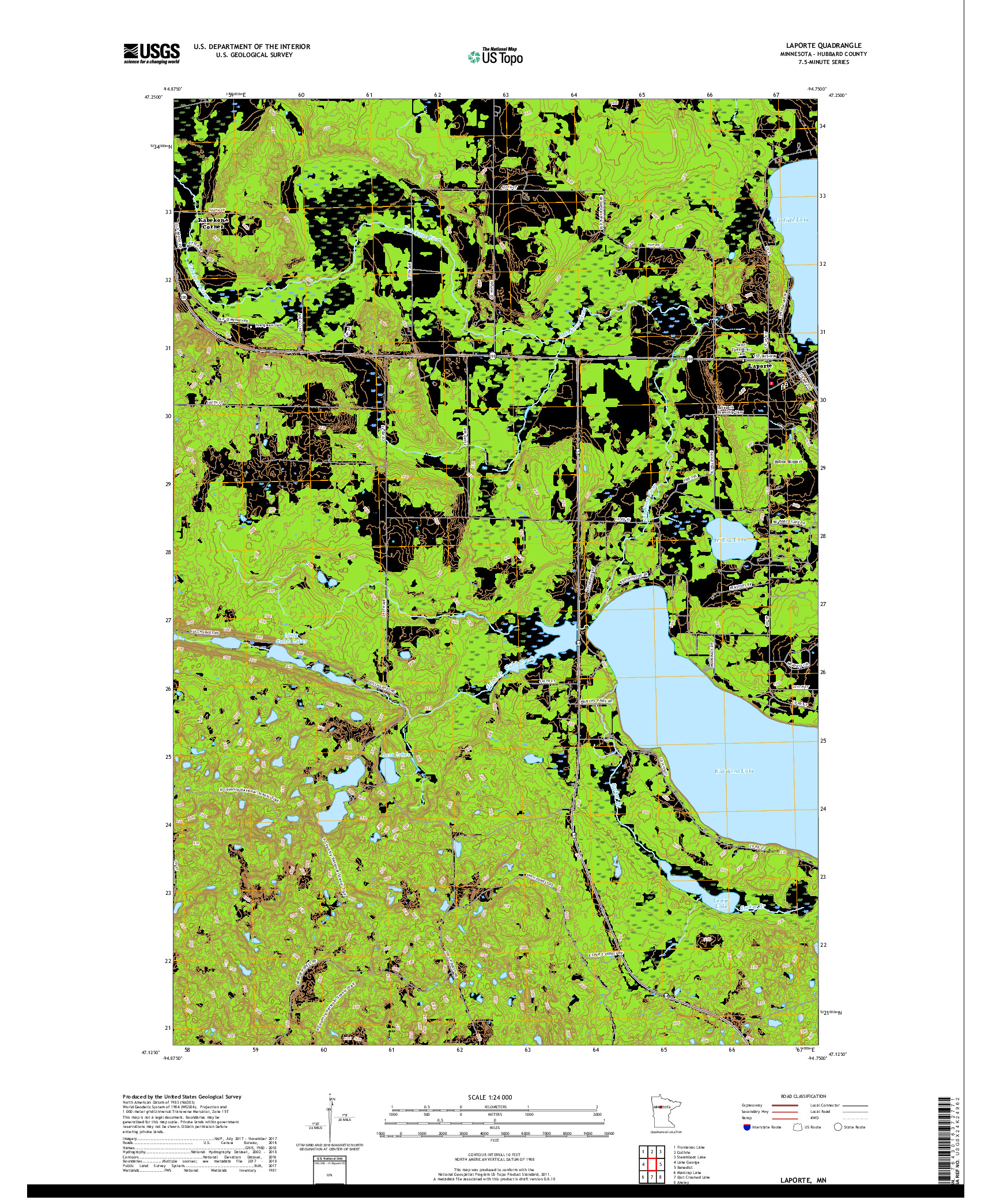 USGS US TOPO 7.5-MINUTE MAP FOR LAPORTE, MN 2019