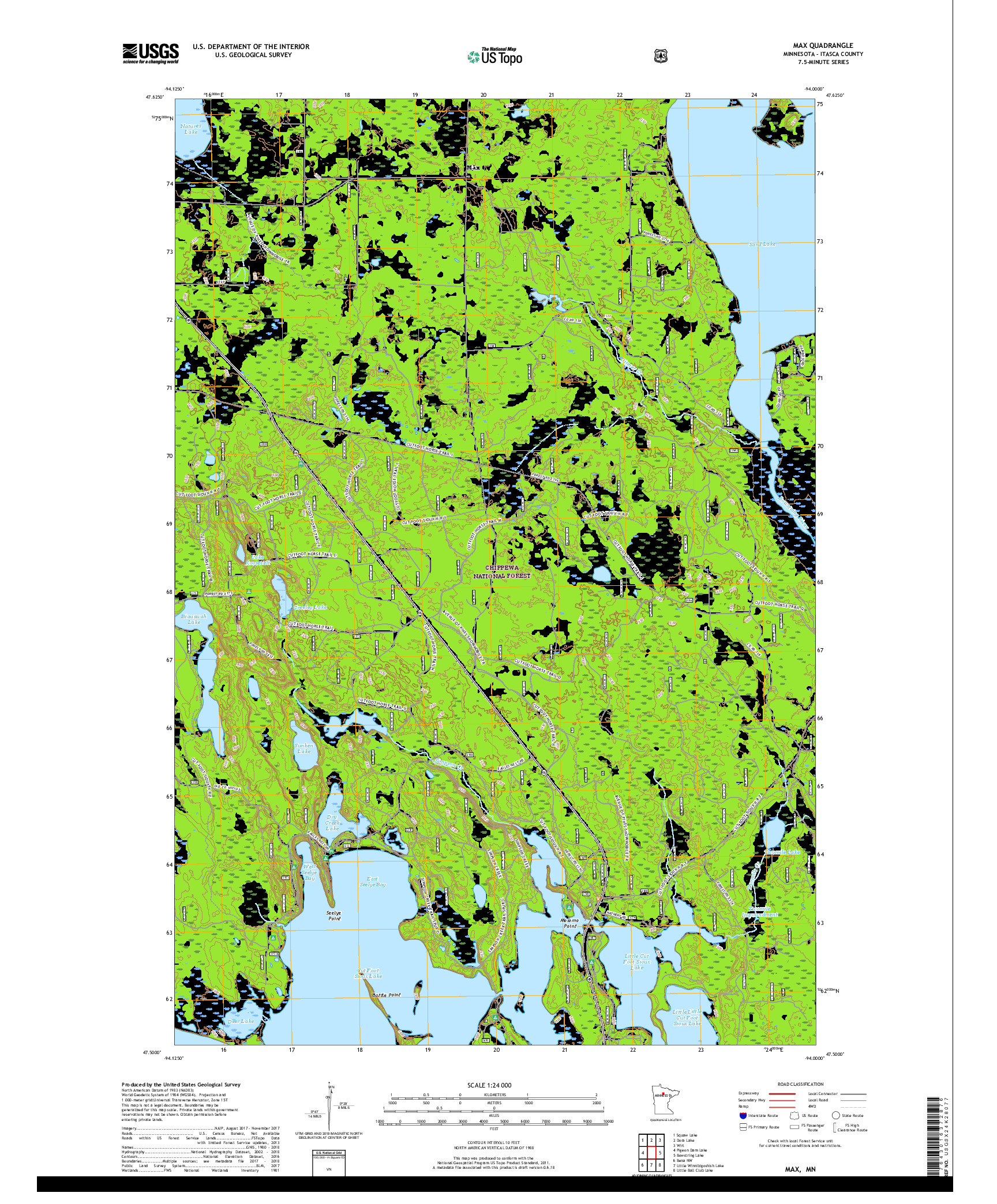 USGS US TOPO 7.5-MINUTE MAP FOR MAX, MN 2019
