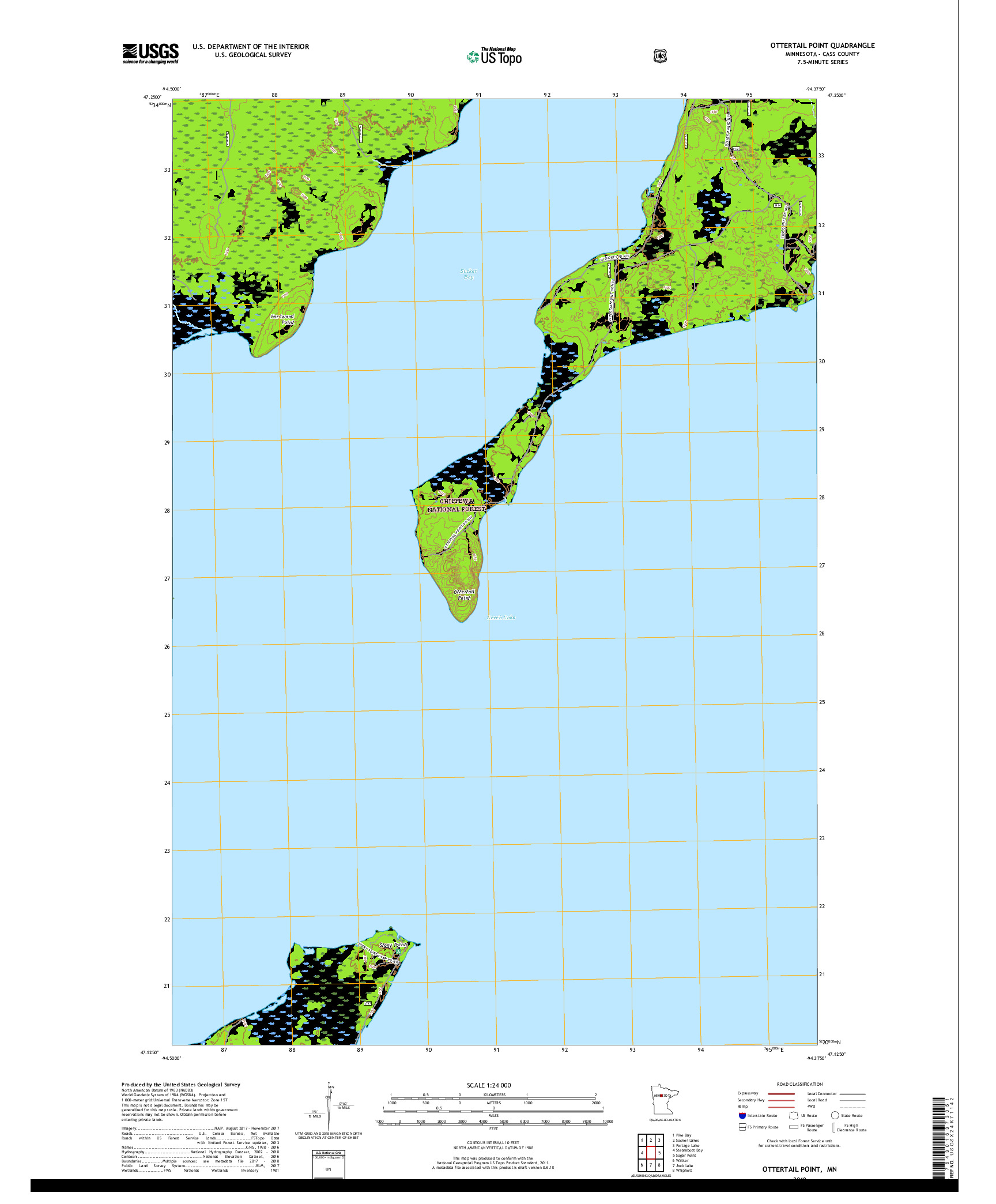 USGS US TOPO 7.5-MINUTE MAP FOR OTTERTAIL POINT, MN 2019