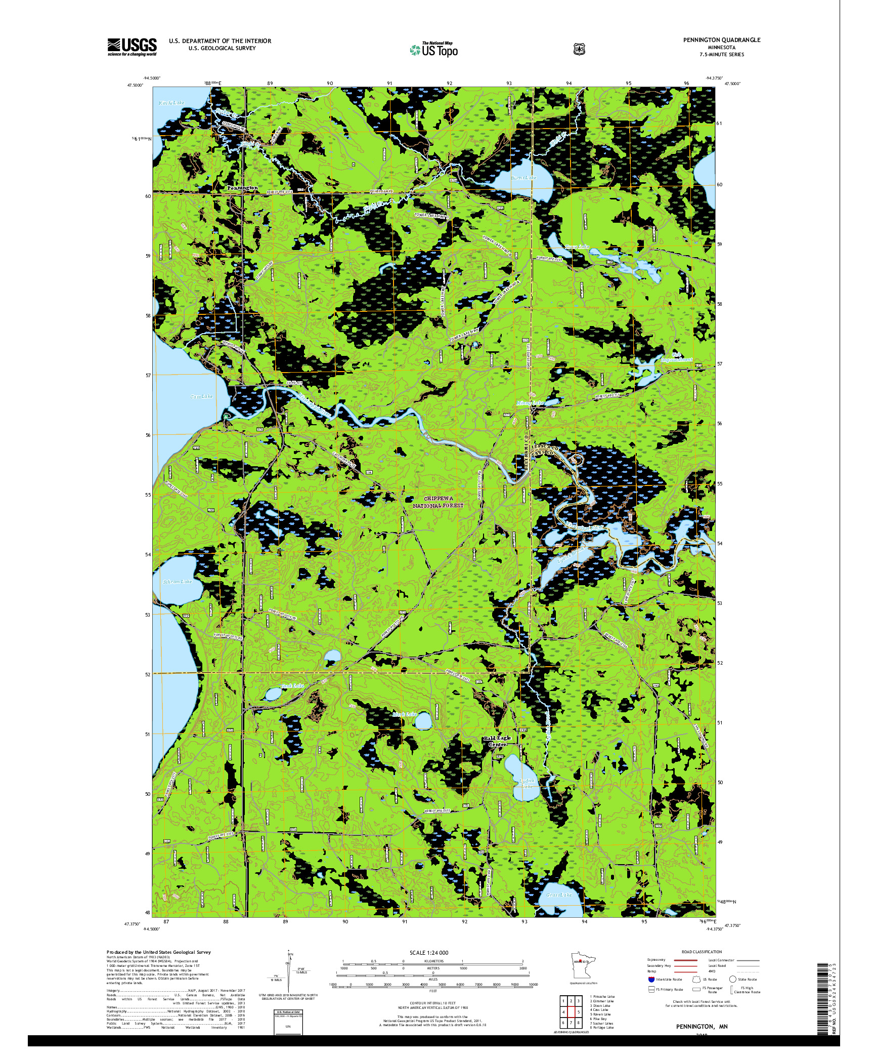 USGS US TOPO 7.5-MINUTE MAP FOR PENNINGTON, MN 2019