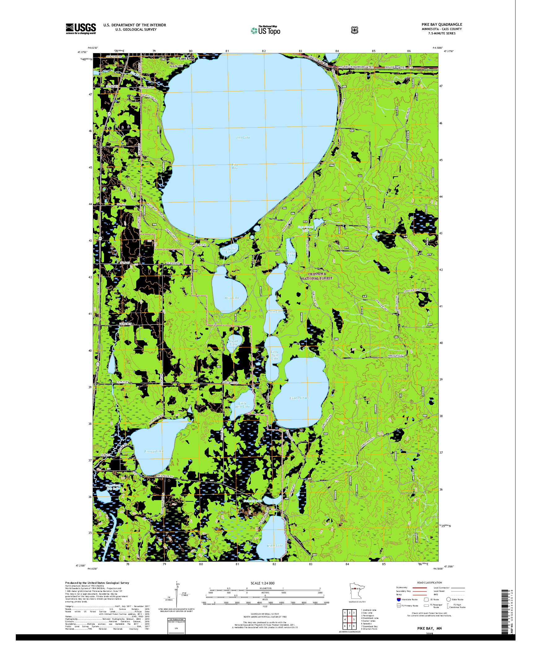 USGS US TOPO 7.5-MINUTE MAP FOR PIKE BAY, MN 2019