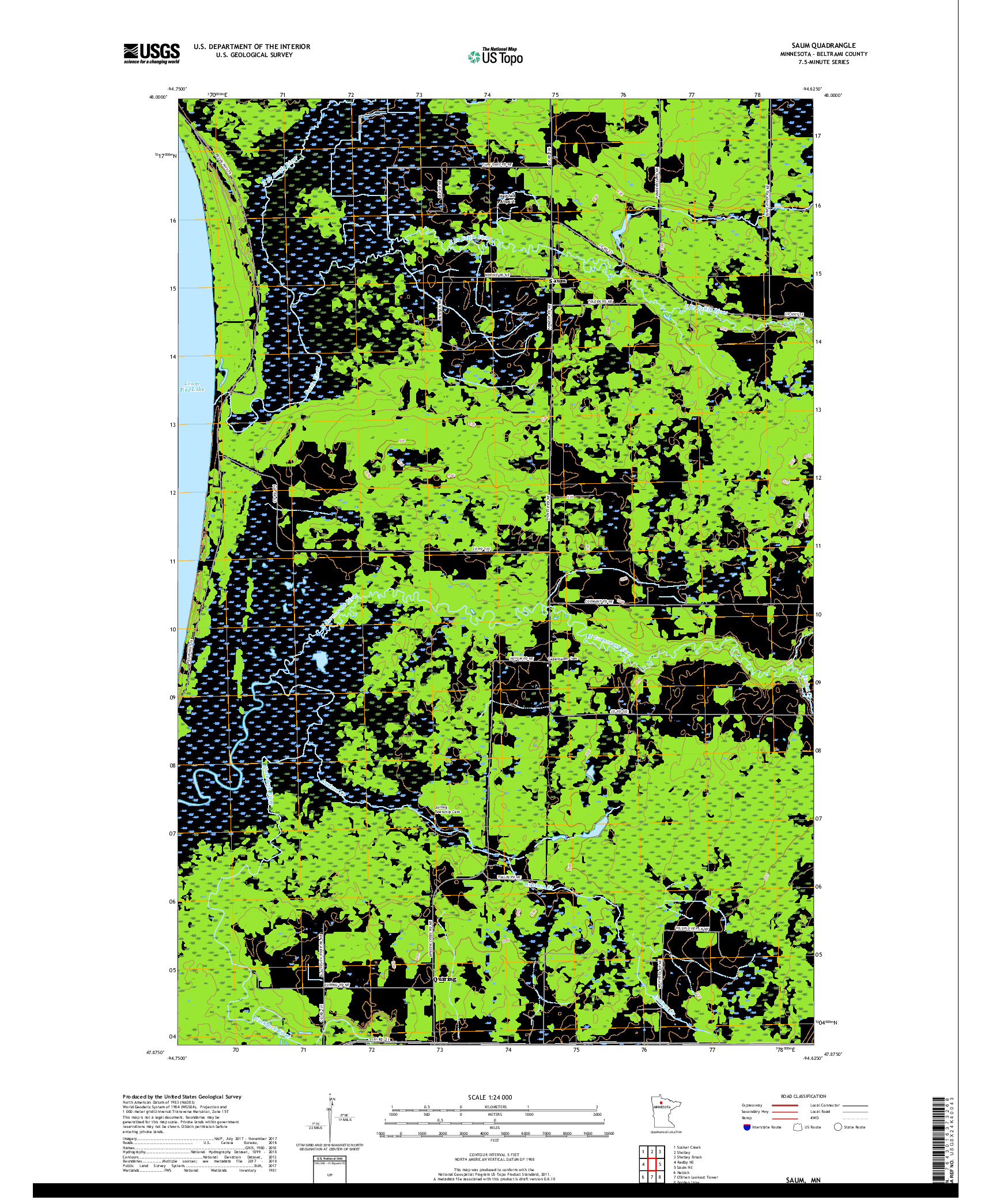 USGS US TOPO 7.5-MINUTE MAP FOR SAUM, MN 2019
