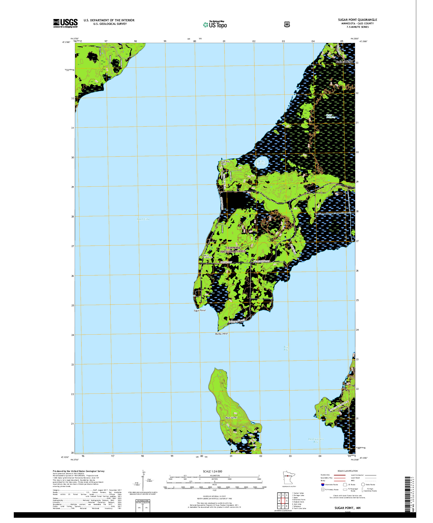 USGS US TOPO 7.5-MINUTE MAP FOR SUGAR POINT, MN 2019