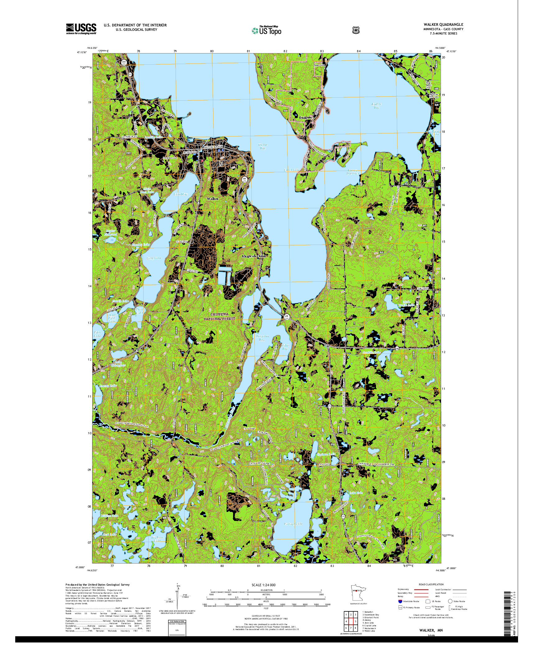 USGS US TOPO 7.5-MINUTE MAP FOR WALKER, MN 2019
