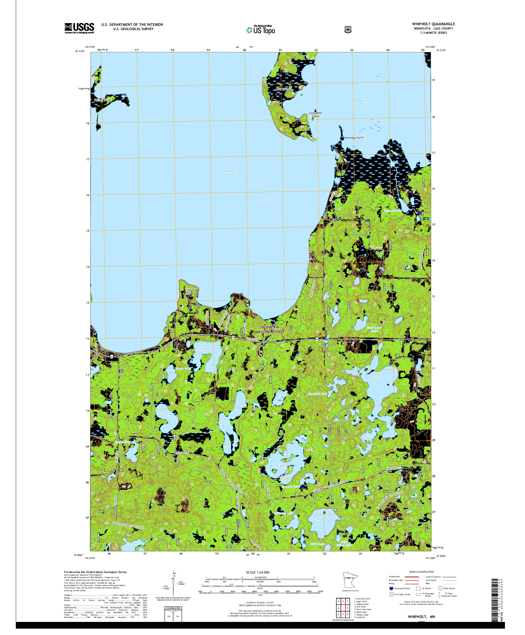 USGS US TOPO 7.5-MINUTE MAP FOR WHIPHOLT, MN 2019