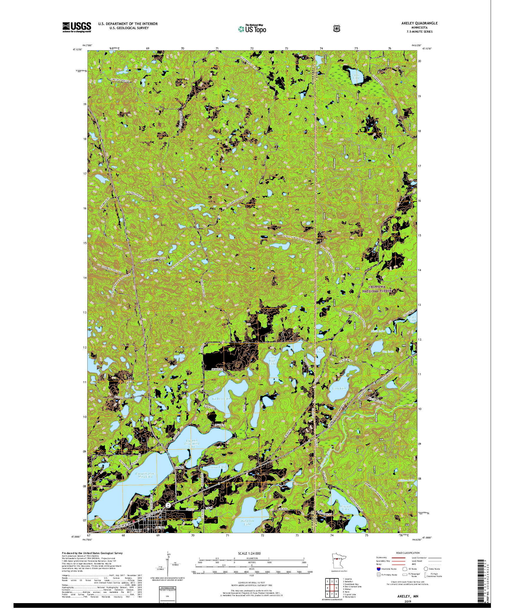 USGS US TOPO 7.5-MINUTE MAP FOR AKELEY, MN 2019