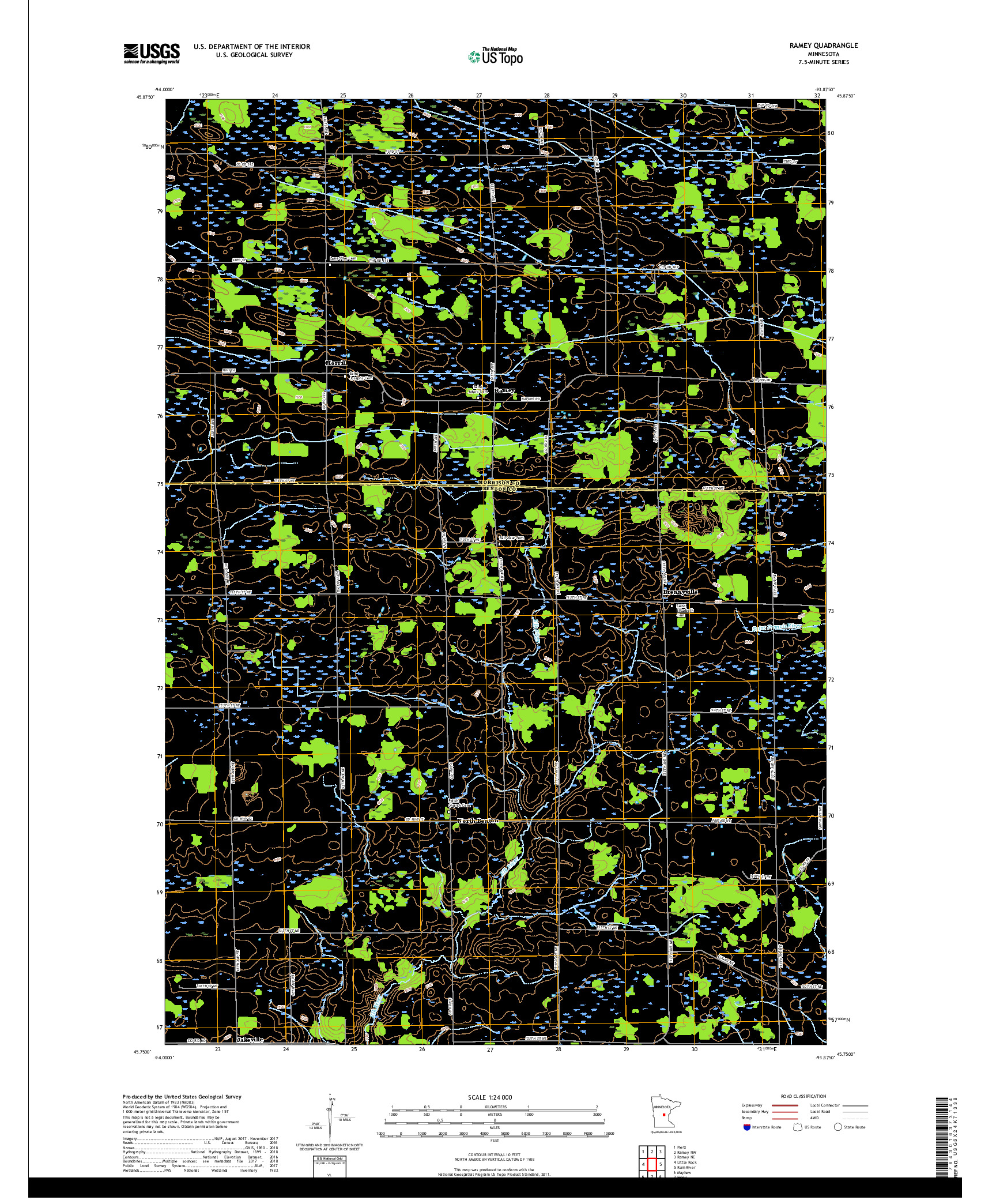 USGS US TOPO 7.5-MINUTE MAP FOR RAMEY, MN 2019