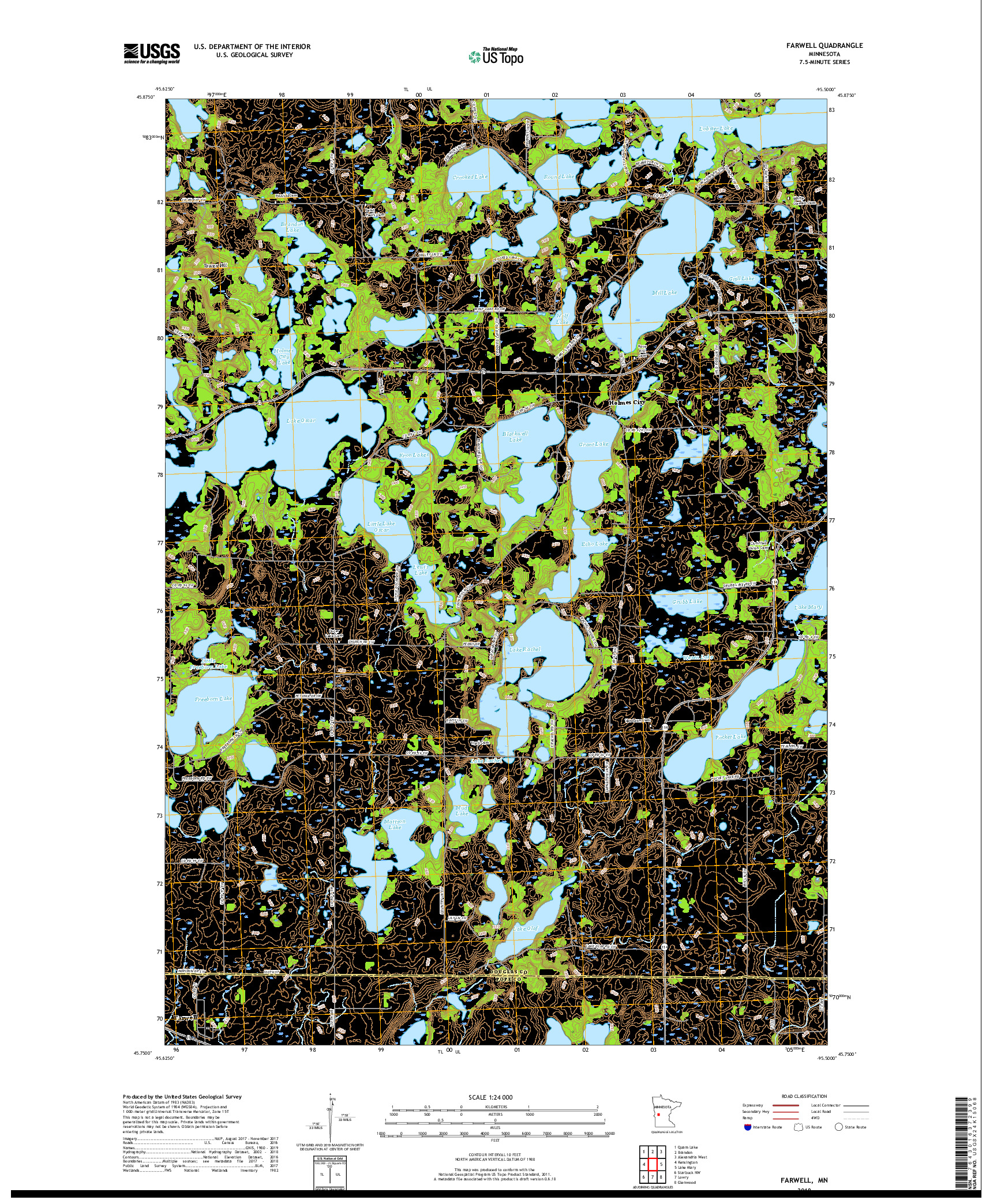 USGS US TOPO 7.5-MINUTE MAP FOR FARWELL, MN 2019