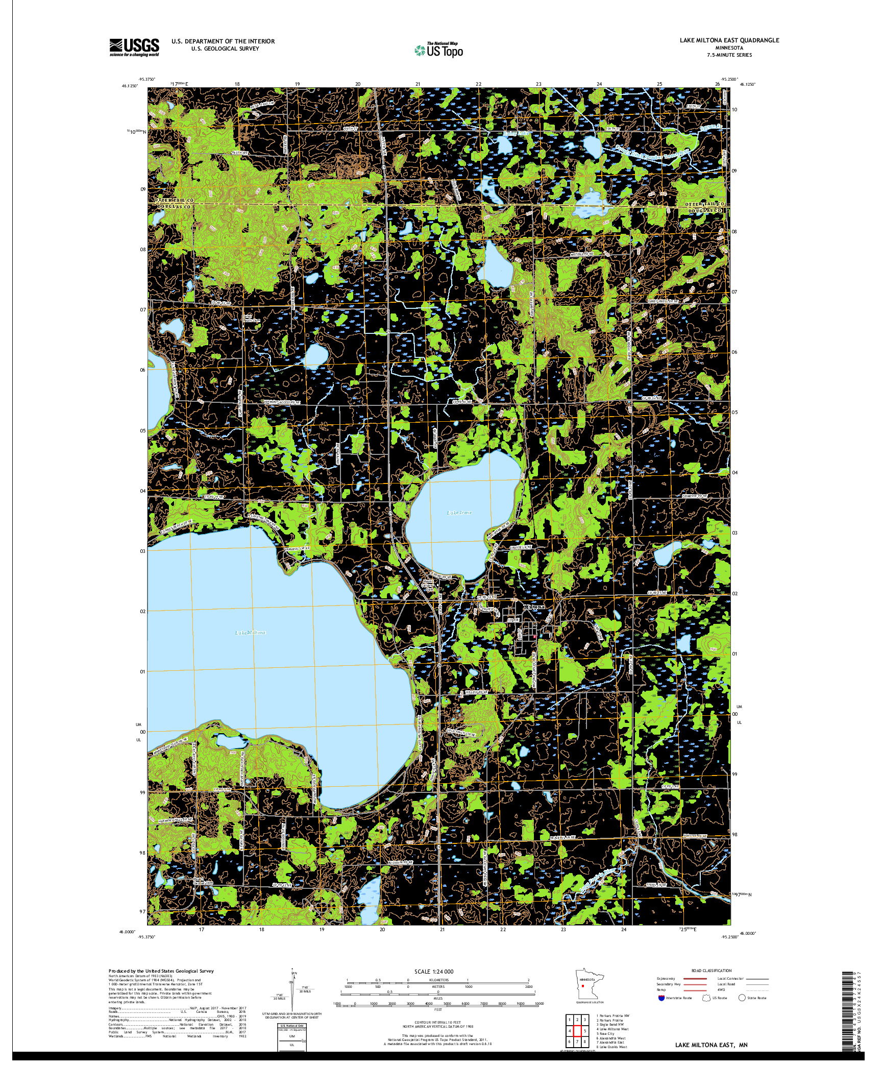 USGS US TOPO 7.5-MINUTE MAP FOR LAKE MILTONA EAST, MN 2019