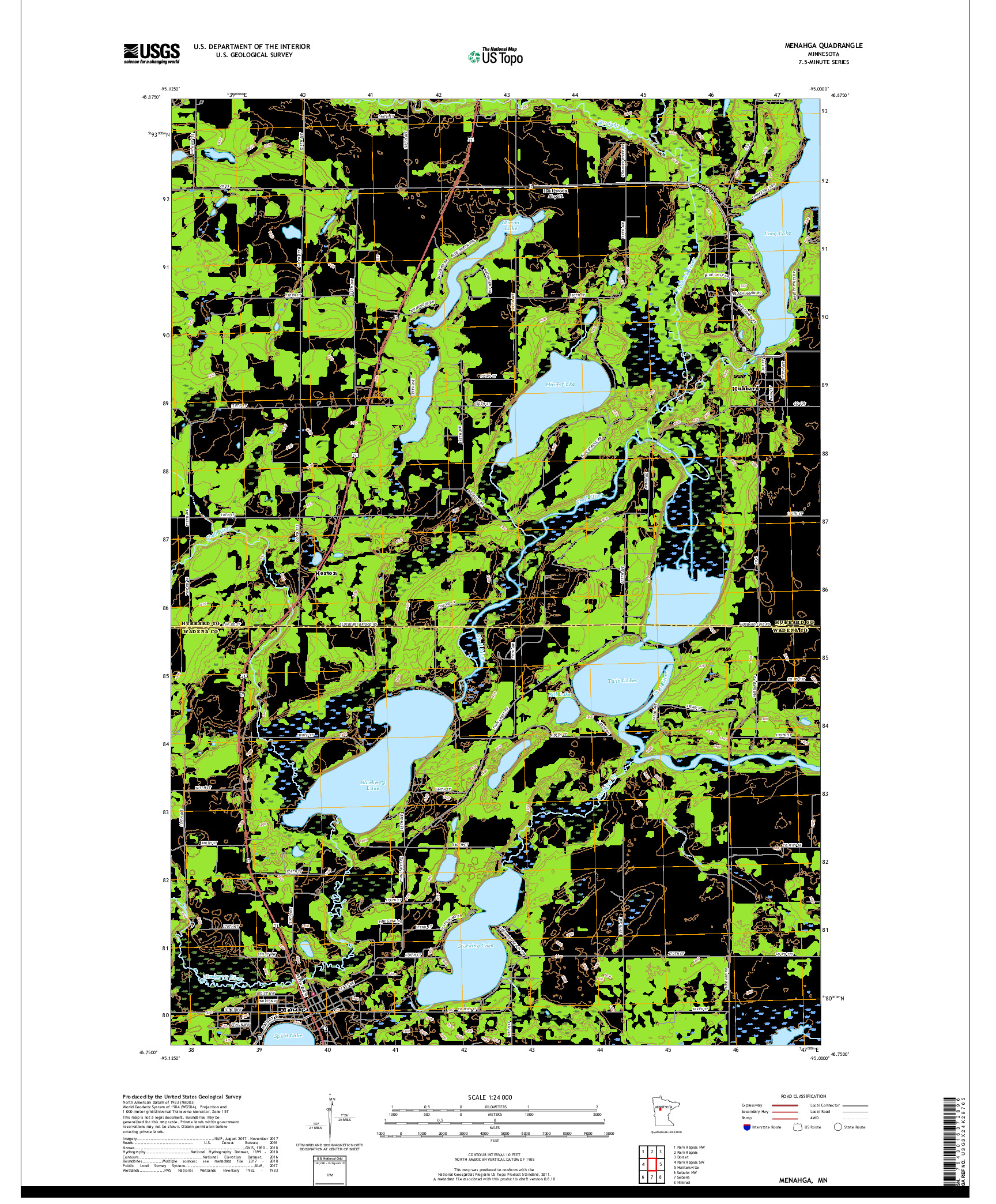 USGS US TOPO 7.5-MINUTE MAP FOR MENAHGA, MN 2019