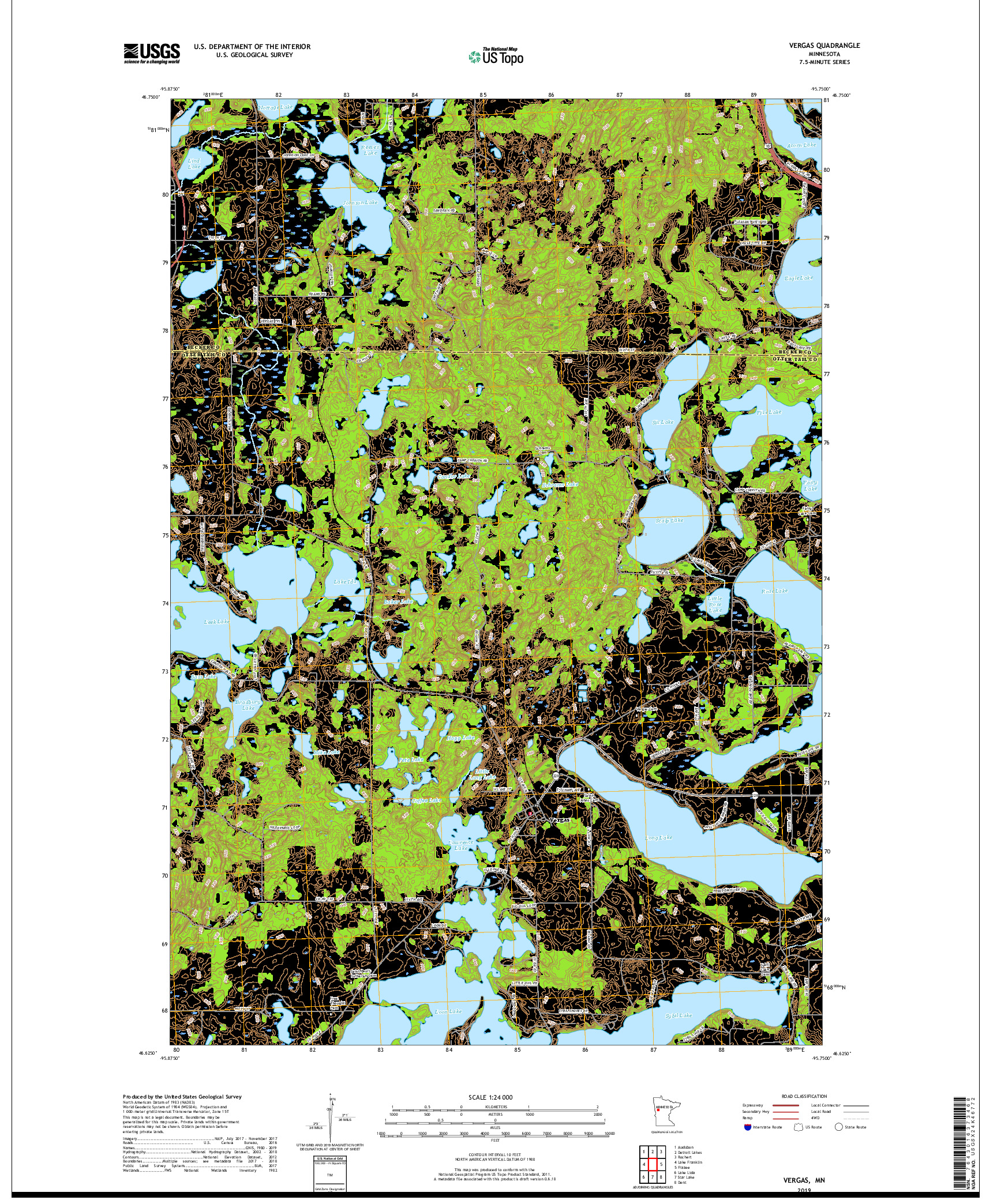 USGS US TOPO 7.5-MINUTE MAP FOR VERGAS, MN 2019