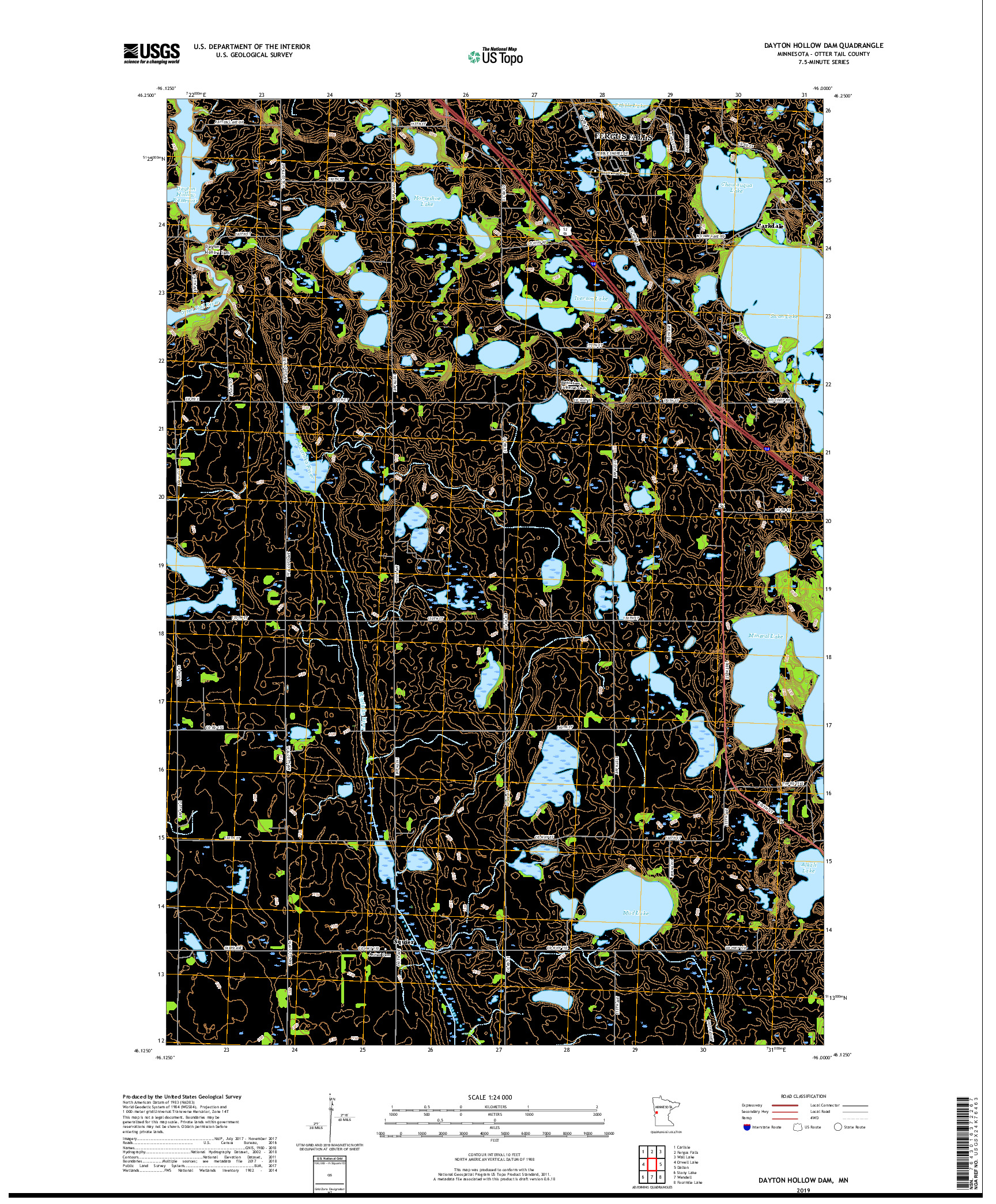 USGS US TOPO 7.5-MINUTE MAP FOR DAYTON HOLLOW DAM, MN 2019