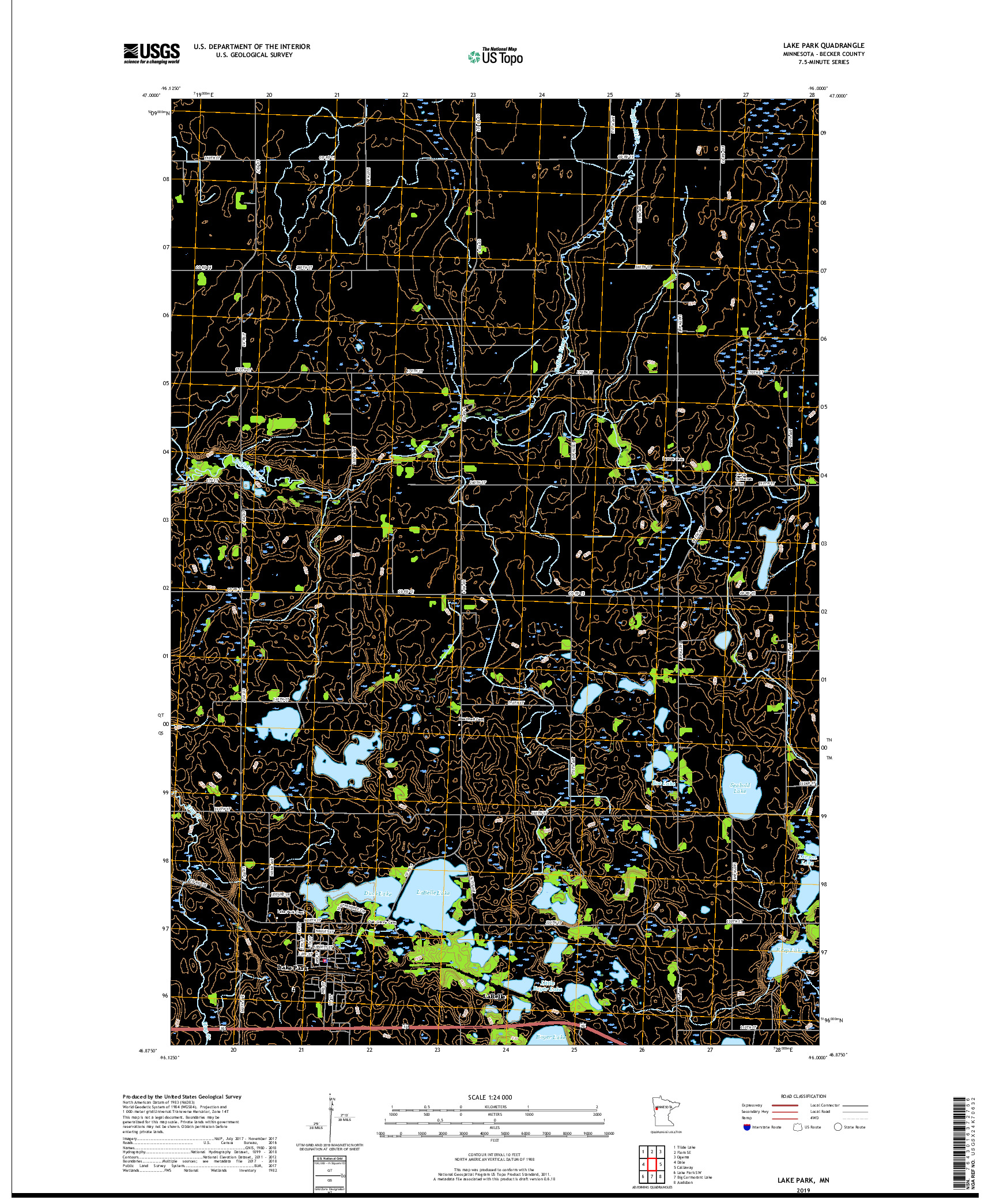 USGS US TOPO 7.5-MINUTE MAP FOR LAKE PARK, MN 2019